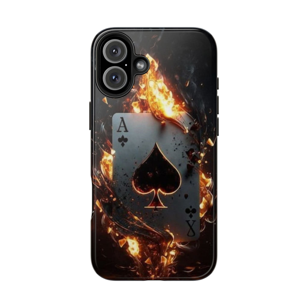 Flaming Ace Card Casino Themed Phone Cases for Iphones & Samsung Phones