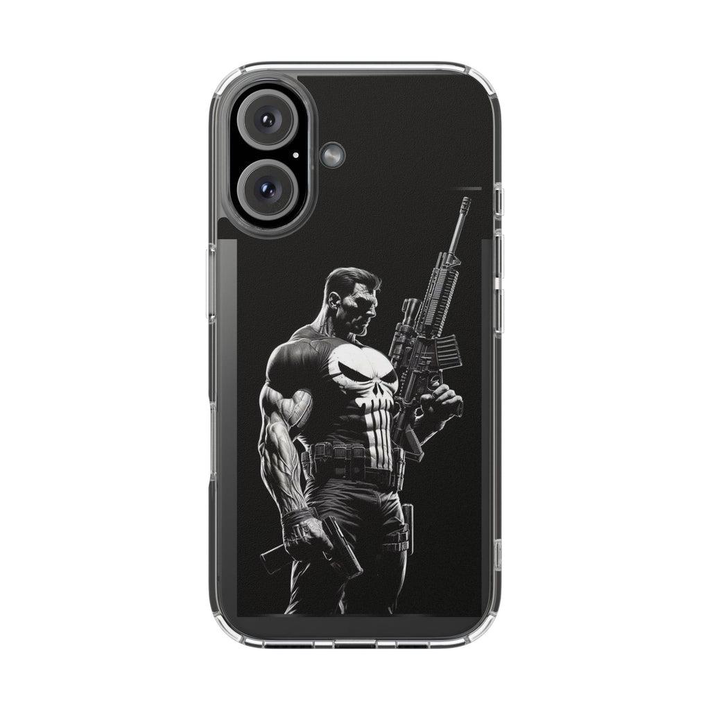 Phone Case, Comic book Inspired Design Punisher, Clear Phone Cover, Funny