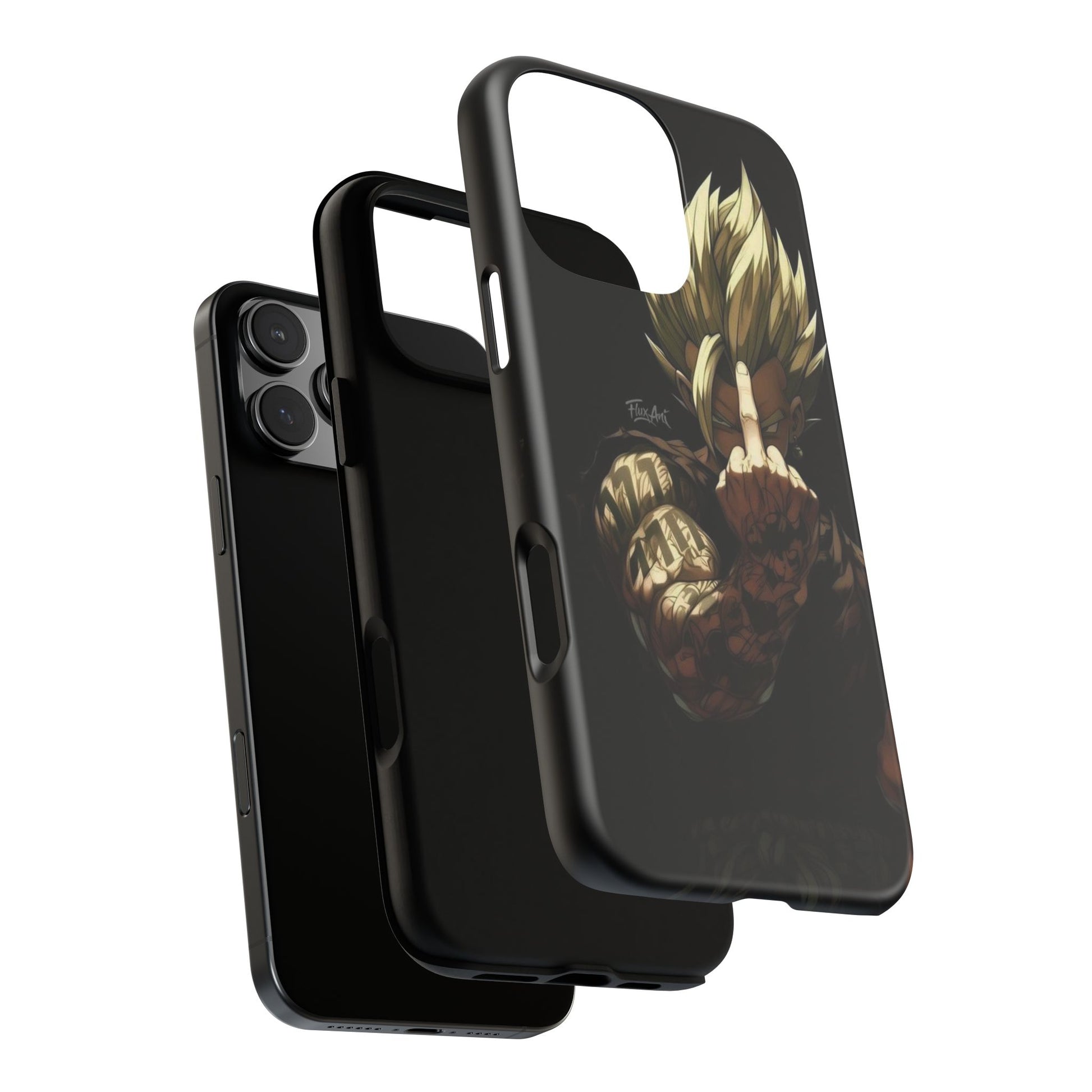 Middle Finger SS Goku Dragon Ball Z Tough Cases for iPhones, Samsung, and Pixel