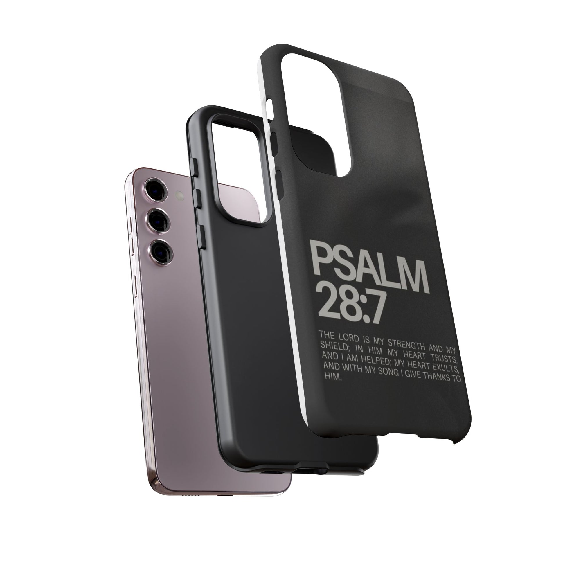 Christian Themed Psalms 28:7 Phone Case, Tough Cases for iPhones, Samsung, and Pixel