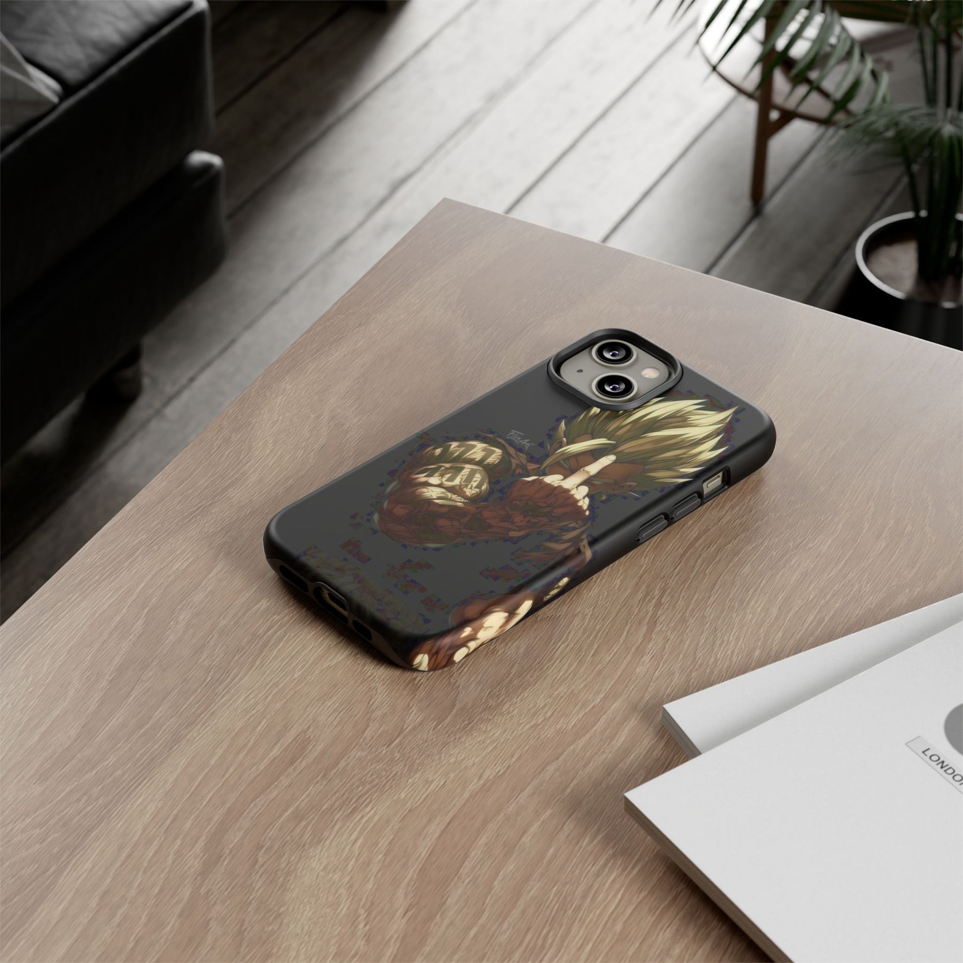 Middle Finger SS Goku Dragon Ball Z Tough Cases for iPhones, Samsung, and Pixel