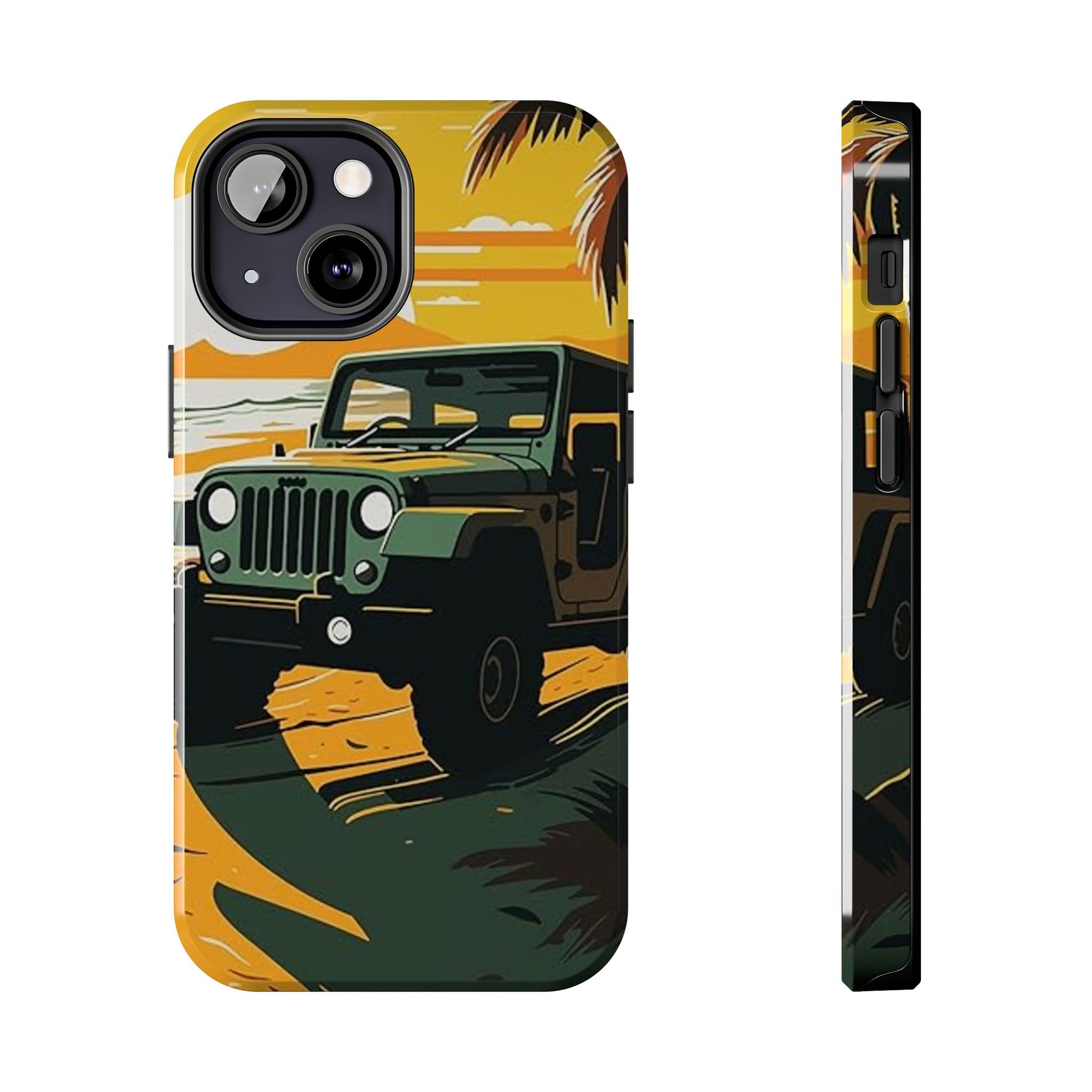 Jeep on Beach Artistic Tough Phone Cases for Iphones & Samsung Phones Durable