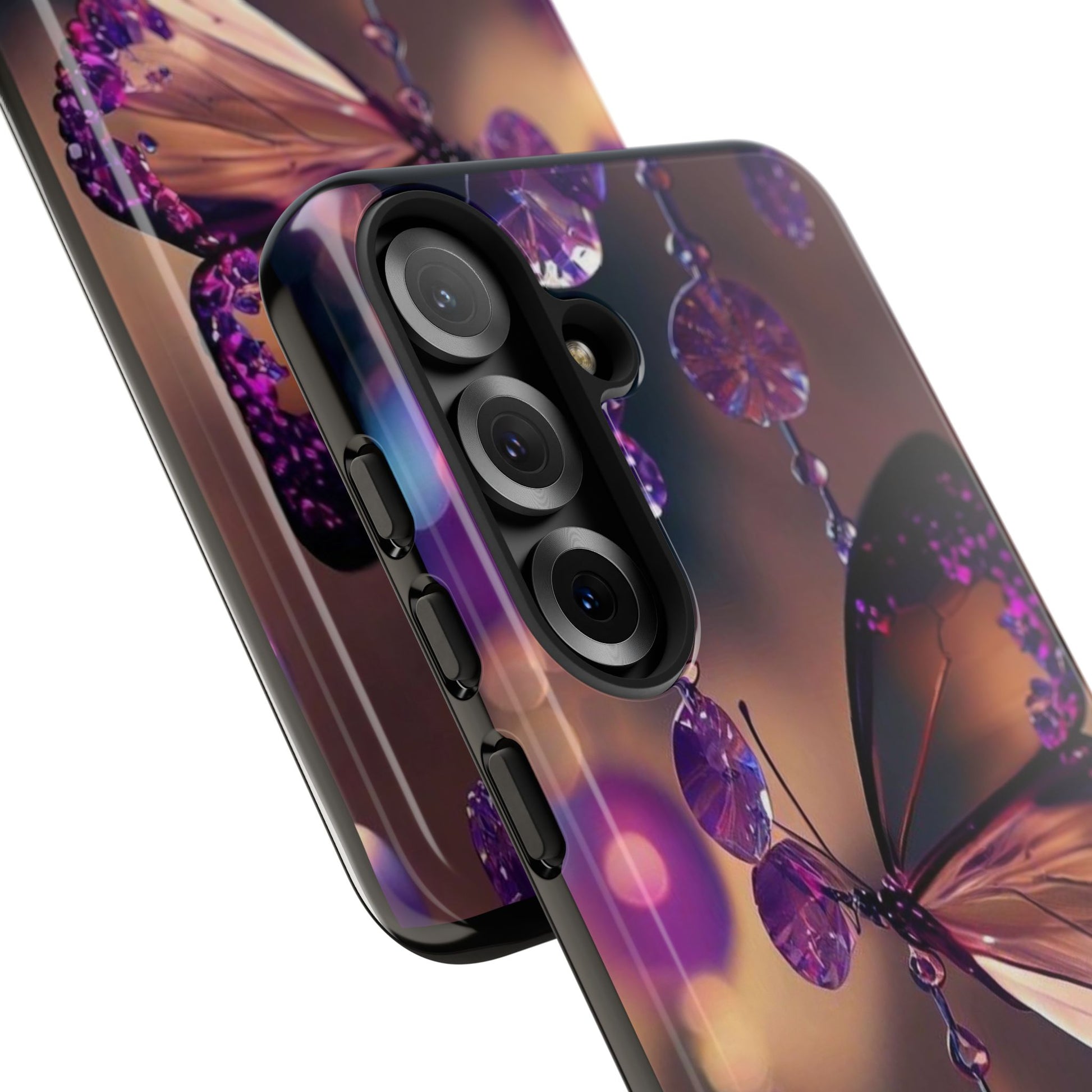Purple Butterfly Tough Cases for iPhones, Samsung, and Pixel