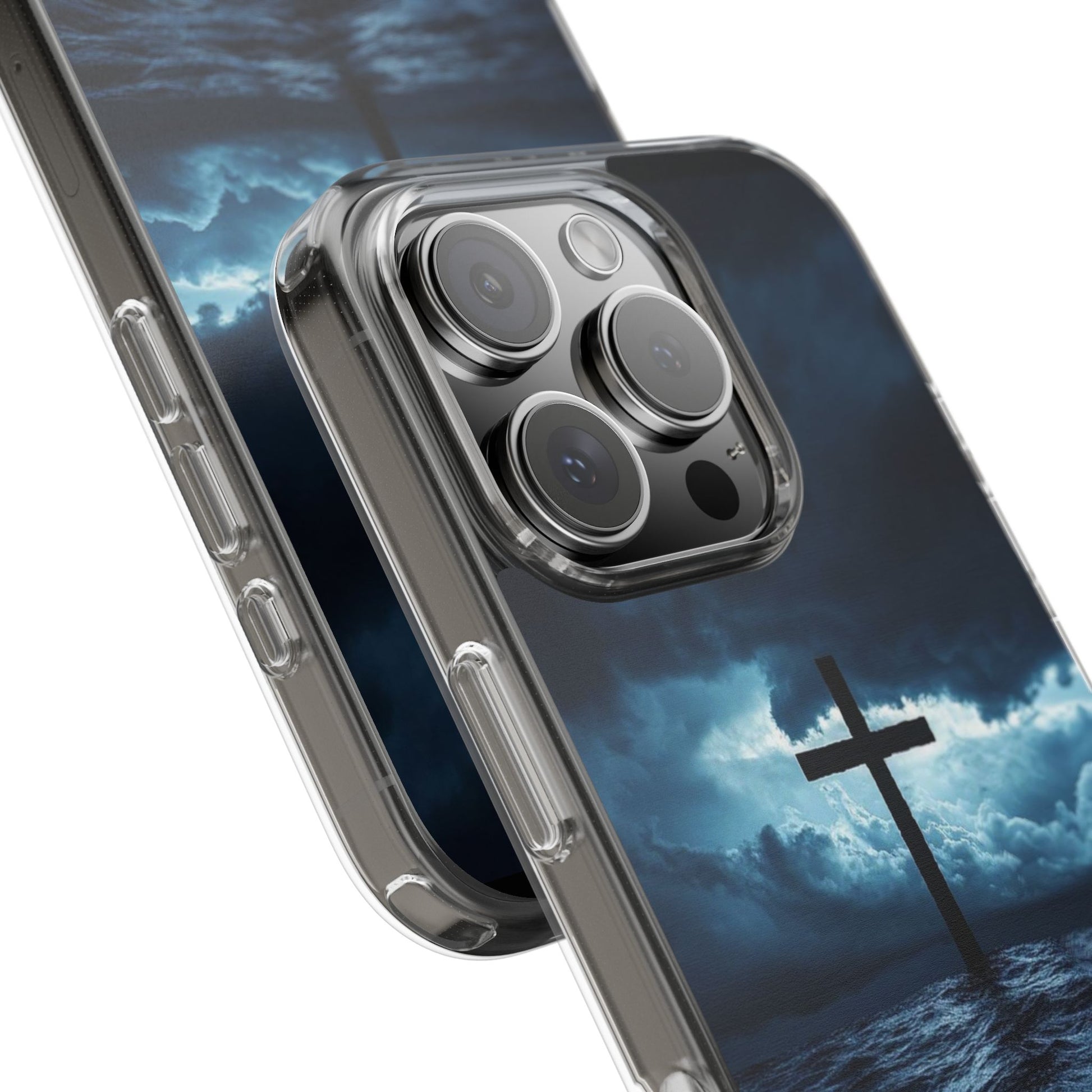 Christian Cross Storm Clear Case - Religious iPhone Samsung Cover, Faith Phone