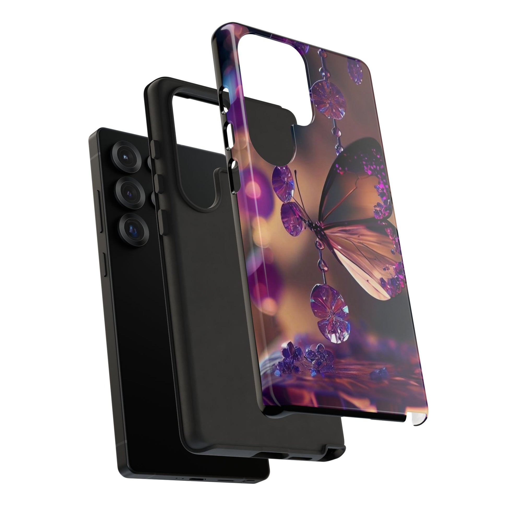 Purple Butterfly Tough Cases for iPhones, Samsung, and Pixel