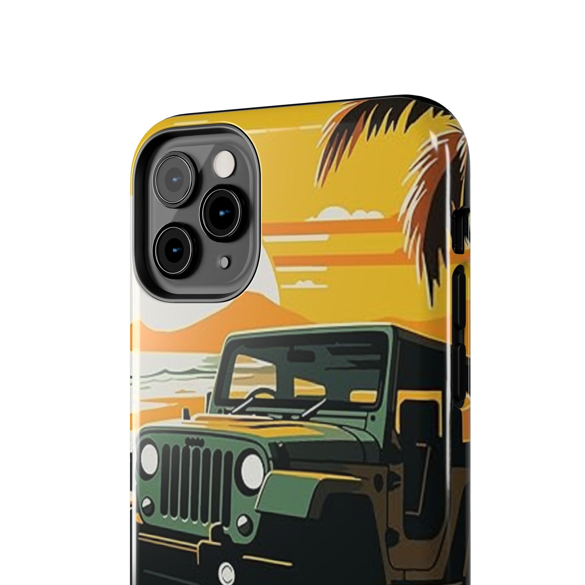 Jeep on Beach Artistic Tough Phone Cases for Iphones & Samsung Phones Durable