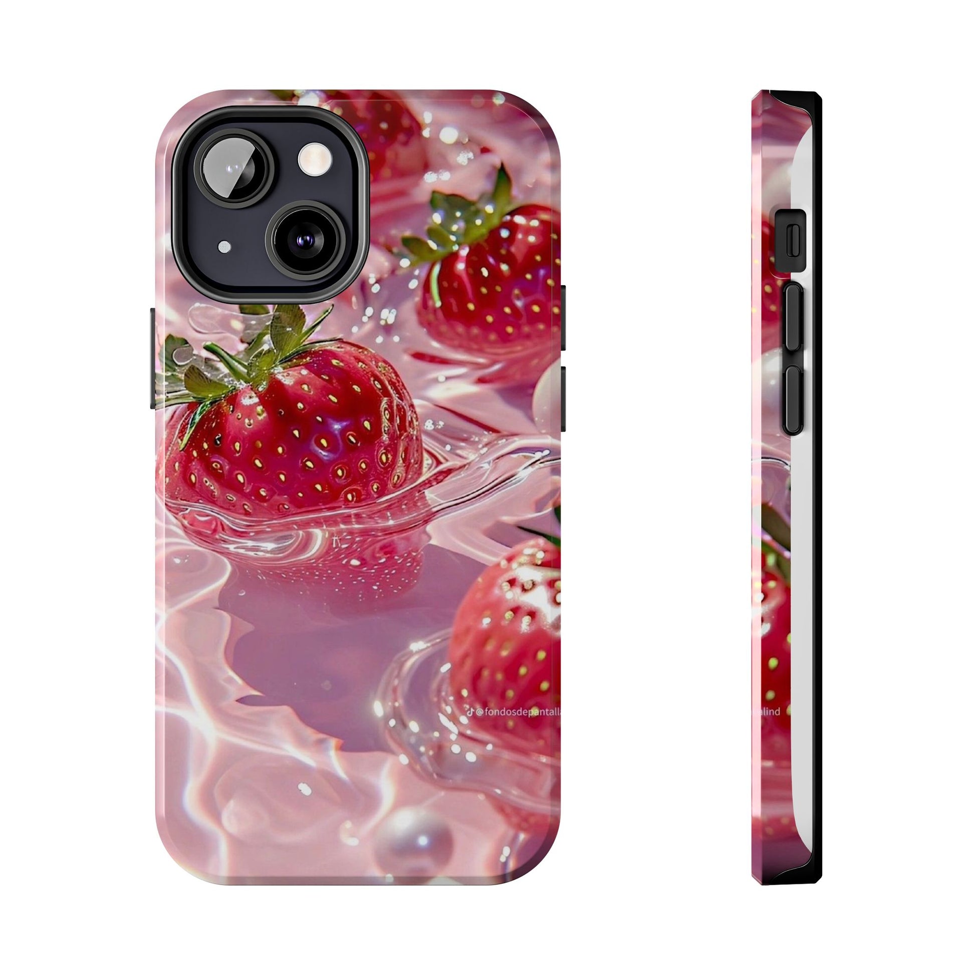 Floating Strawberries Themed Tough Phone Cases for Iphones & Samsung Phones