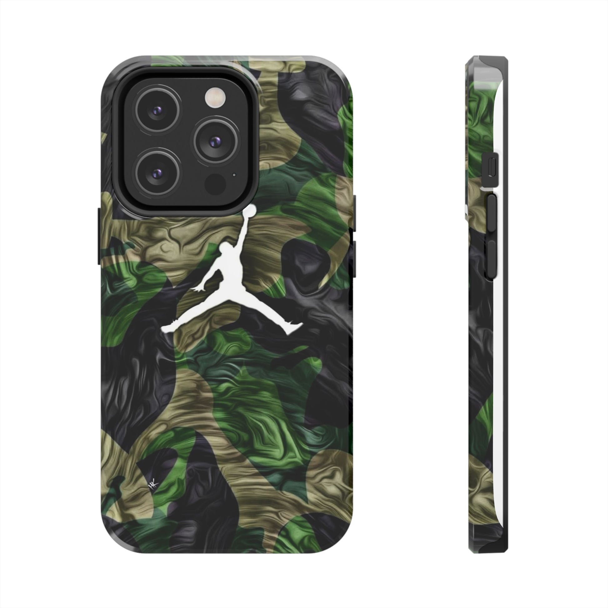 Green camouflage Jumpman Theme Phone Cases for Iphones & Samsung Phones