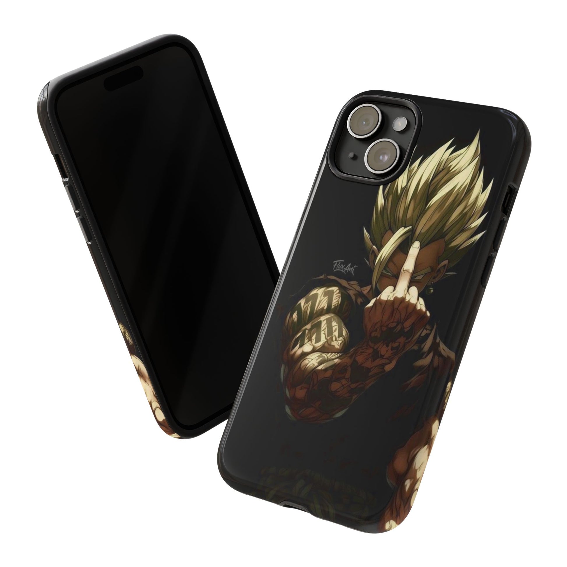 Middle Finger SS Goku Dragon Ball Z Tough Cases for iPhones, Samsung, and Pixel