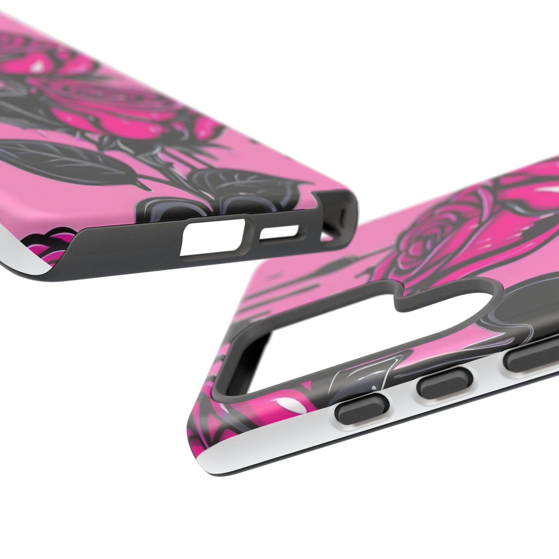 Pink Rose Tough Girly Cases for iPhones, Samsung, and Pixel