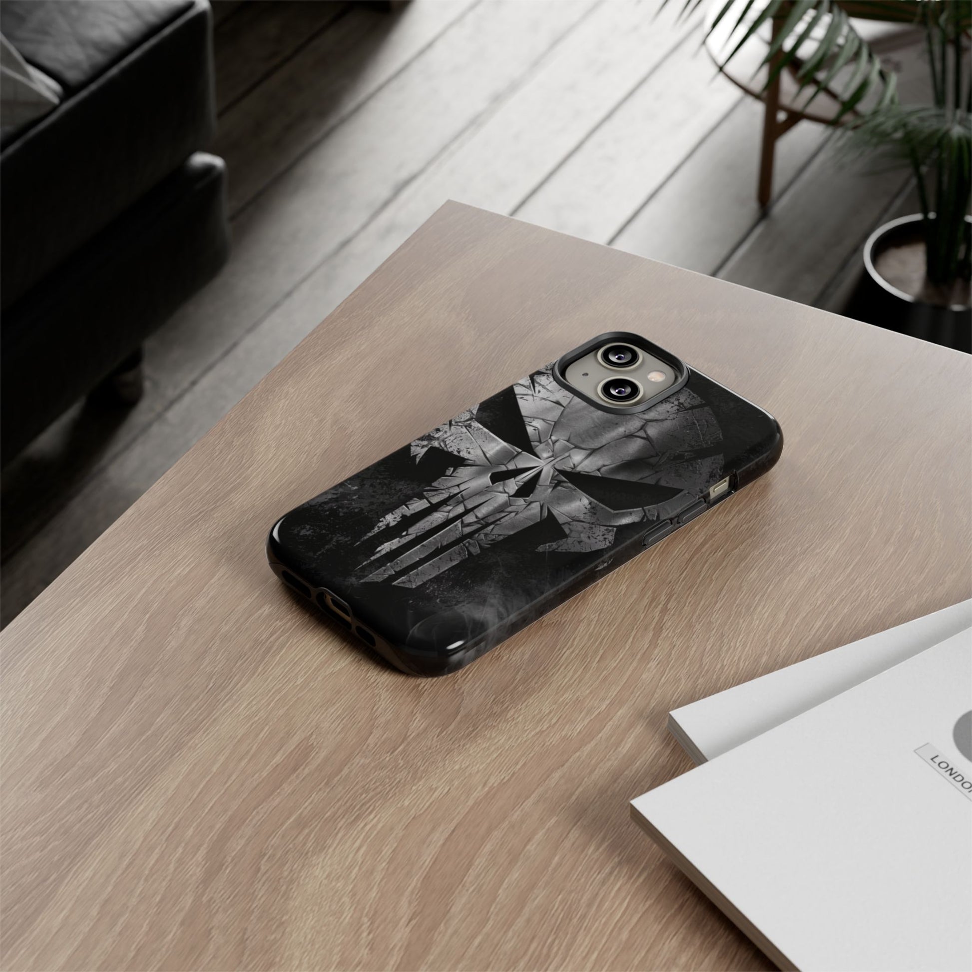 The Punisher Logo Art Tough Cases for iPhones, Samsung, and Pixel