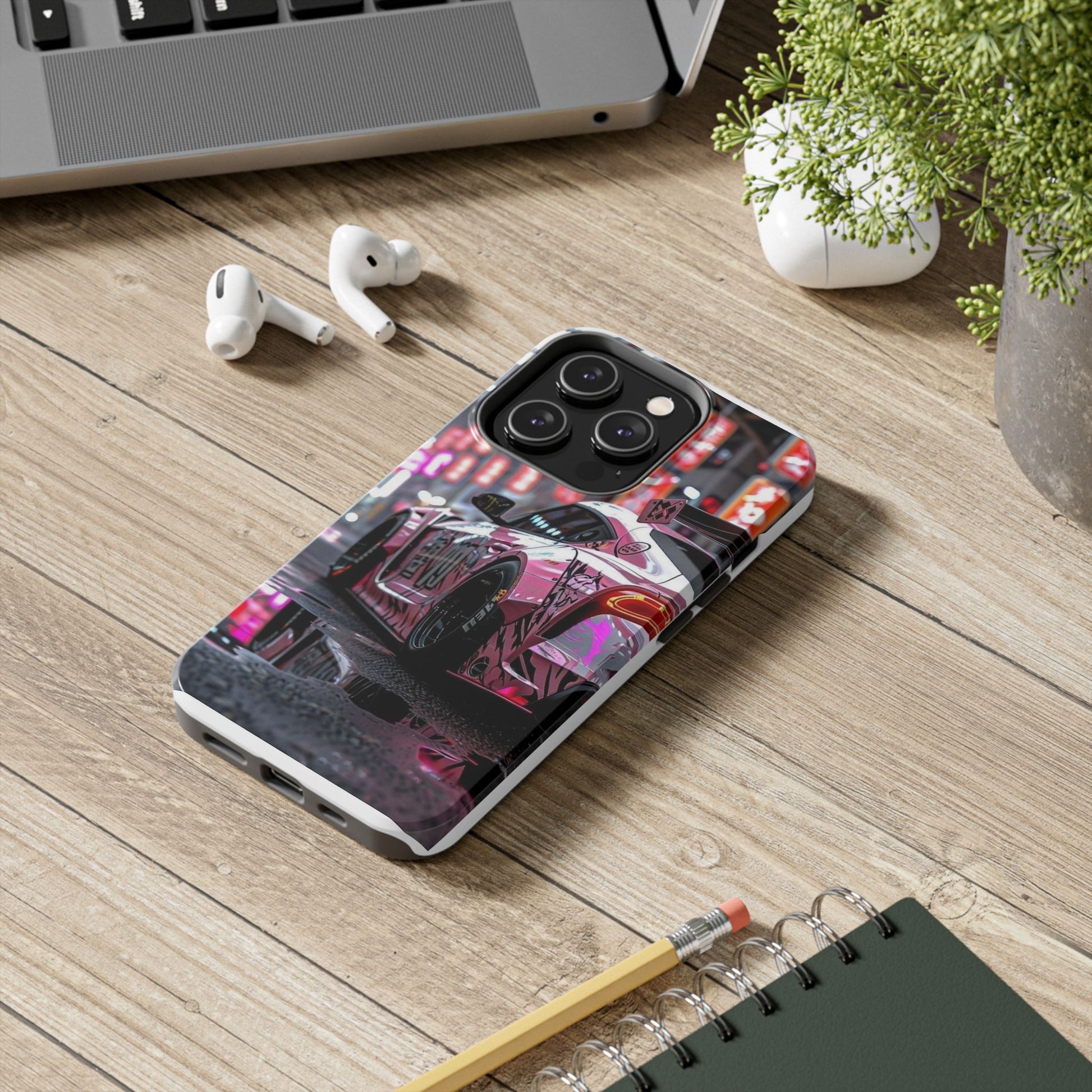 Pink Sports Car Tough Phone Cases for Iphones & Samsung Phones Durable