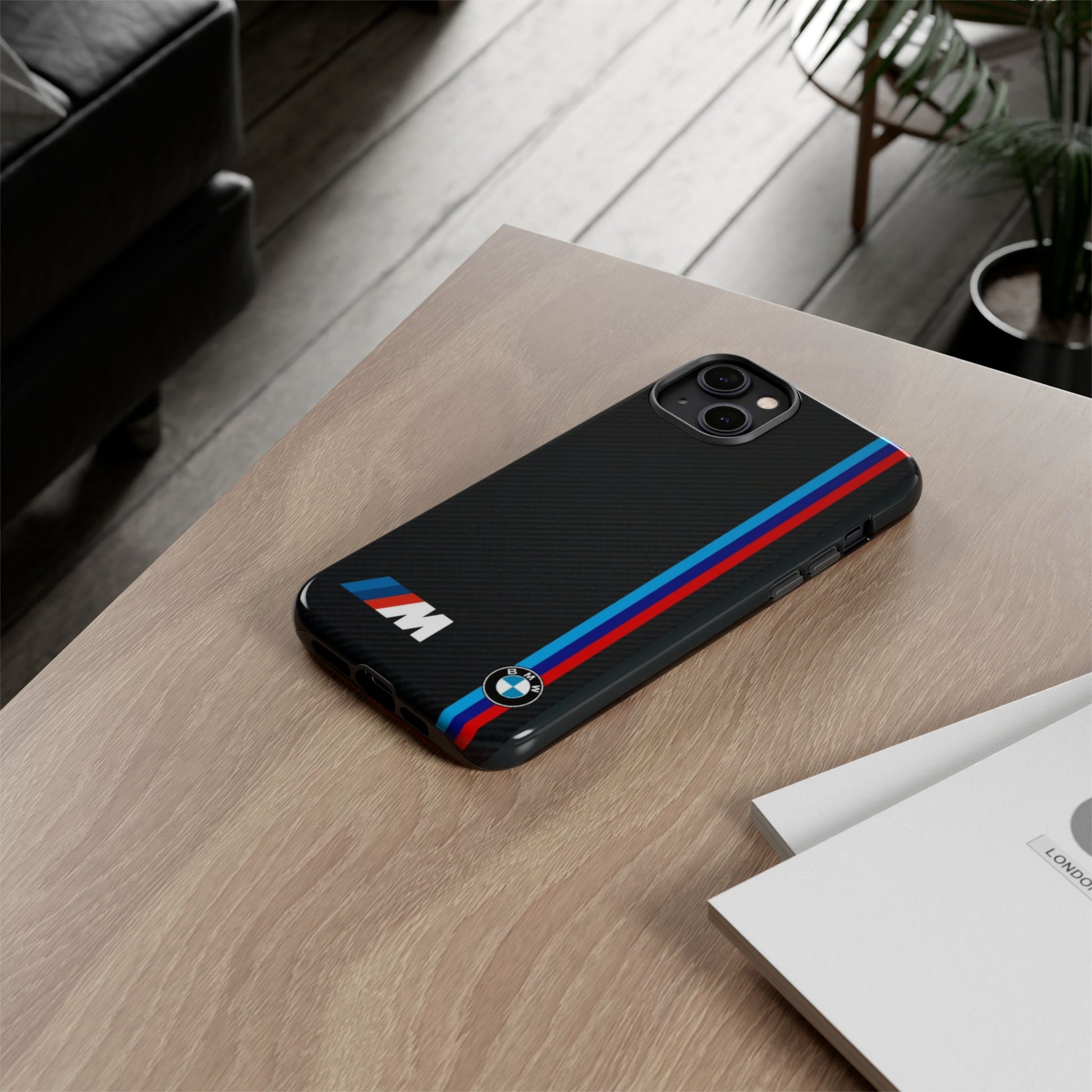 BMW M Stripes Carbon Fiber Design Tough Cases for iPhones, Samsung, and Pixel