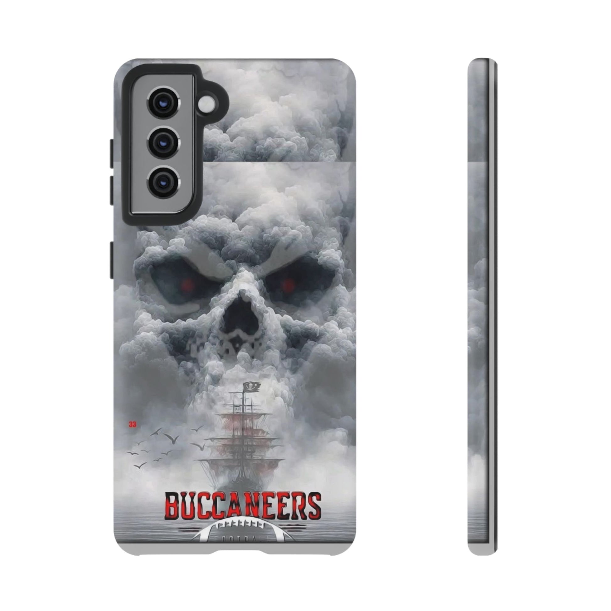 Skull Pirate Ship Football Buccaneers Tough Cases for iPhones, Samsung, and Pixel