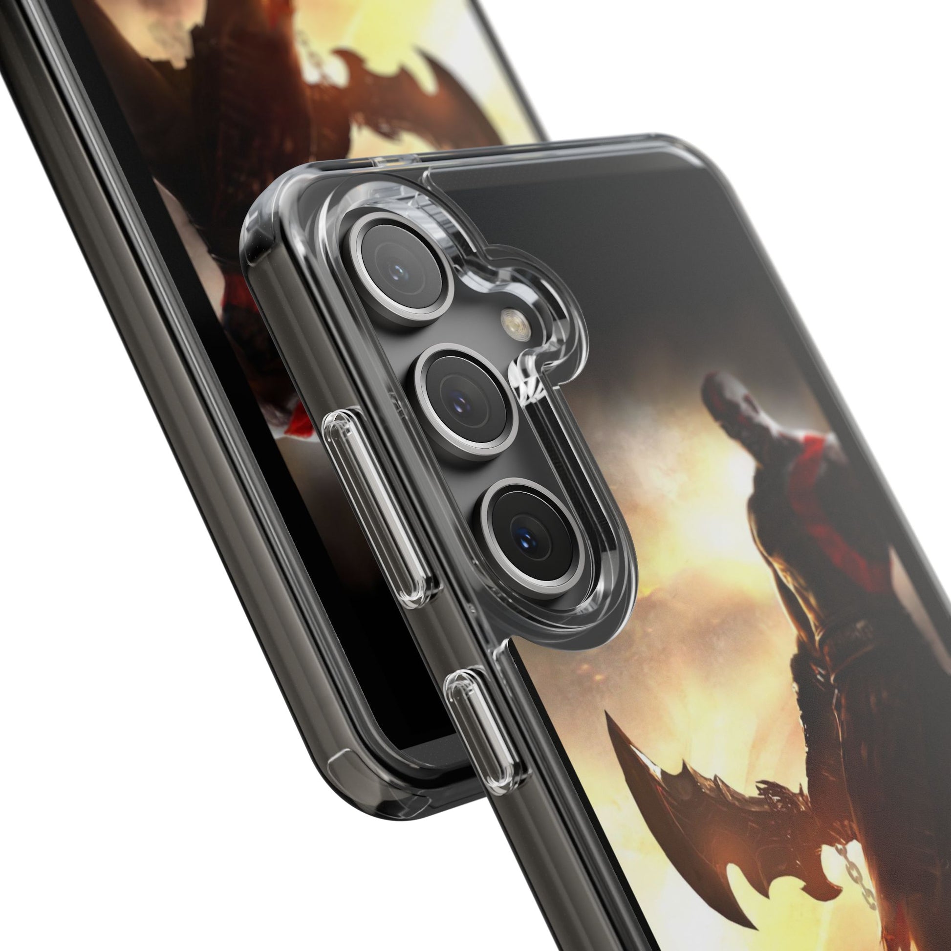 Phone Case, Gaming Inspired War God Clear Case for Gamers, PS4 Fans,