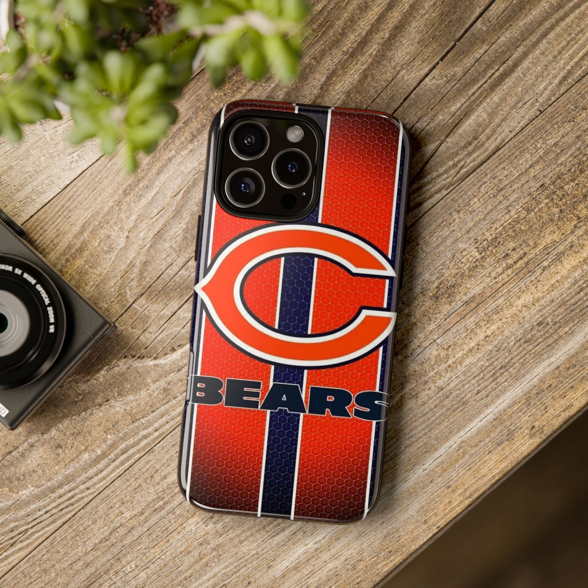 Chicago Bears Stripes Football Phone Case, Tough Cases for iPhones, Samsung, and Pixel
