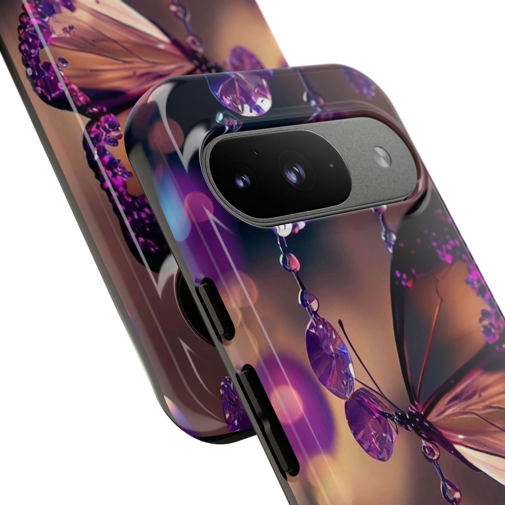 Purple Butterfly Tough Cases for iPhones, Samsung, and Pixel