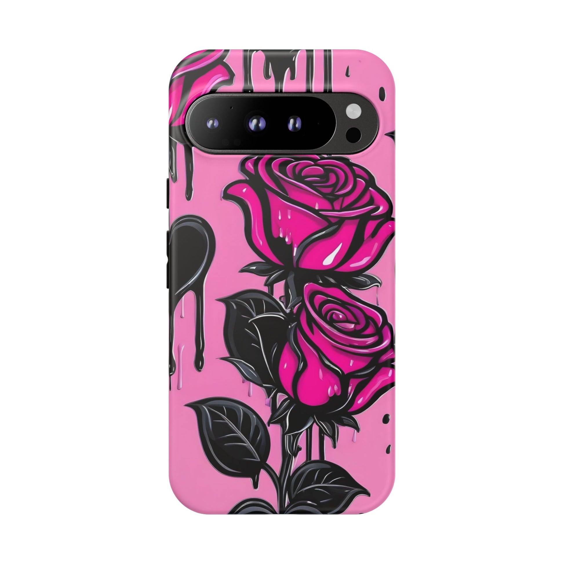 Pink Rose Tough Girly Cases for iPhones, Samsung, and Pixel