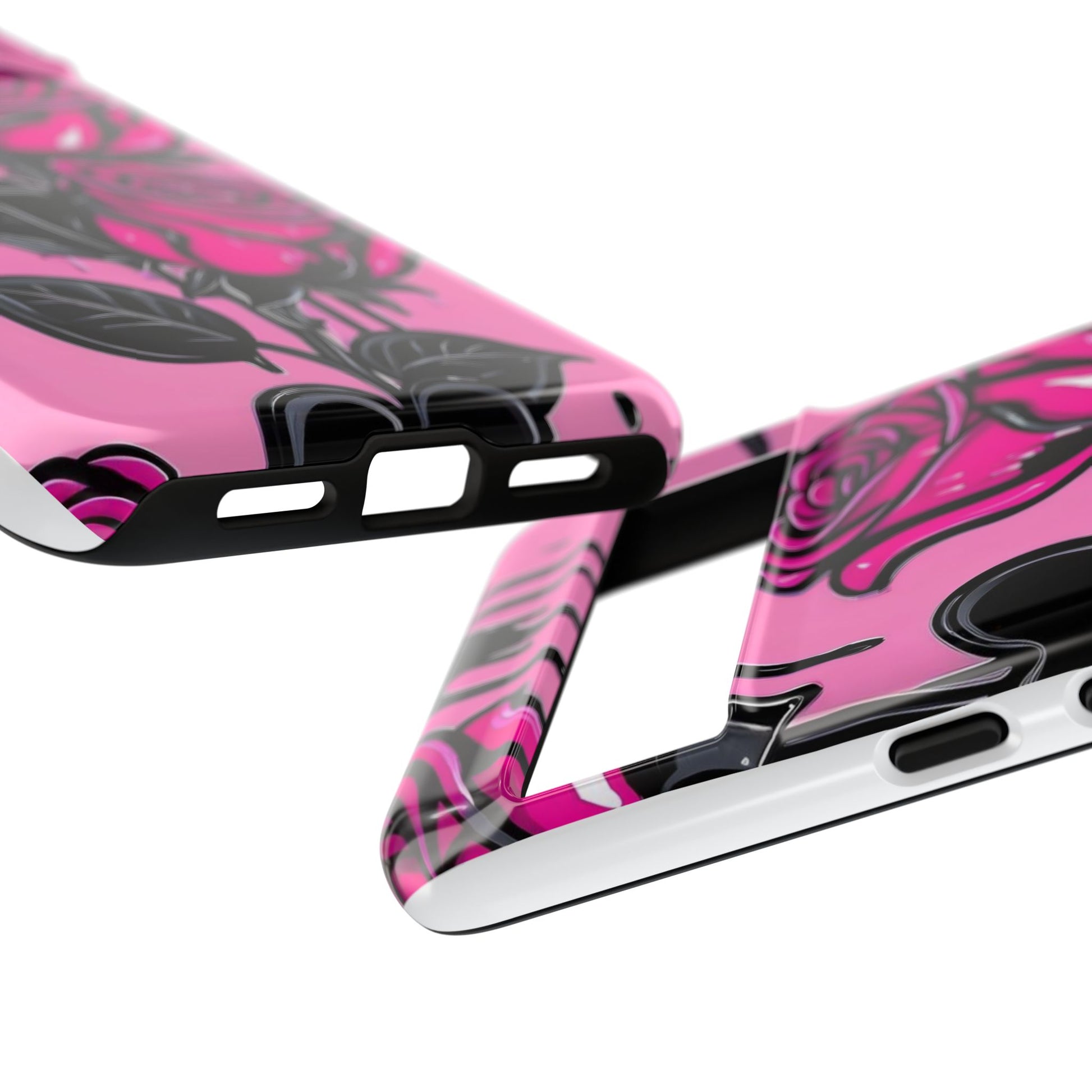 Pink Rose Tough Girly Cases for iPhones, Samsung, and Pixel