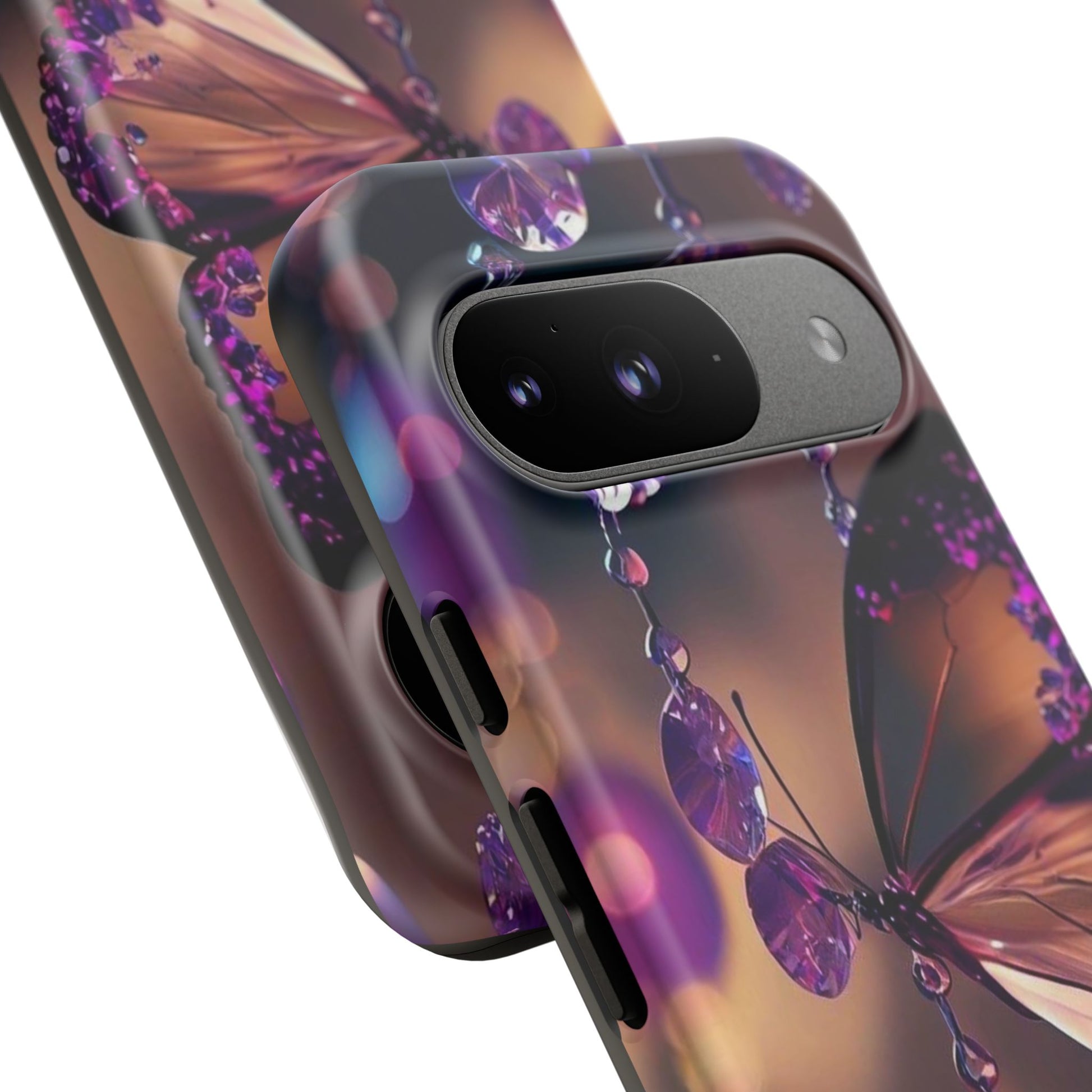 Purple Butterfly Tough Cases for iPhones, Samsung, and Pixel