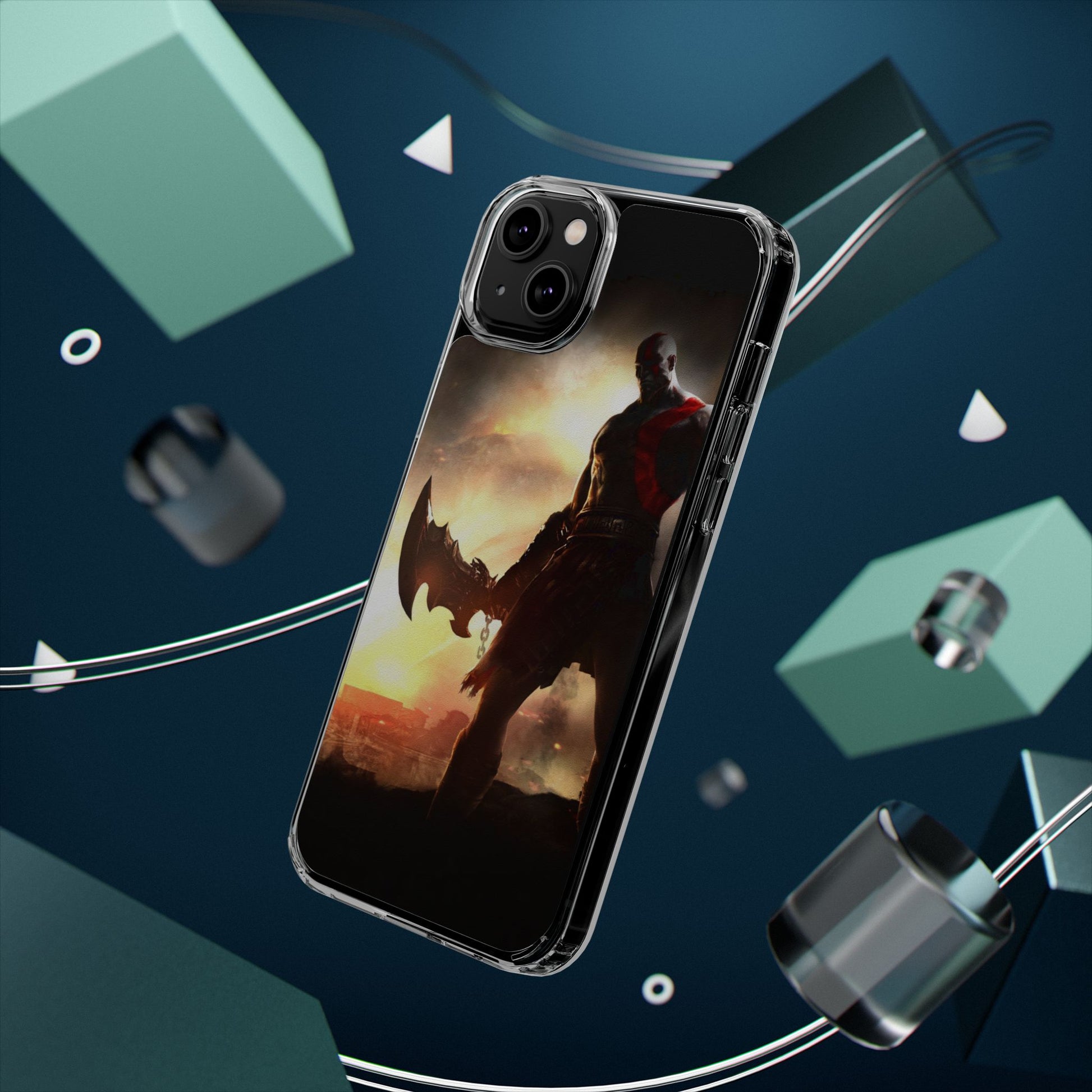 Phone Case, Gaming Inspired War God Clear Case for Gamers, PS4 Fans,