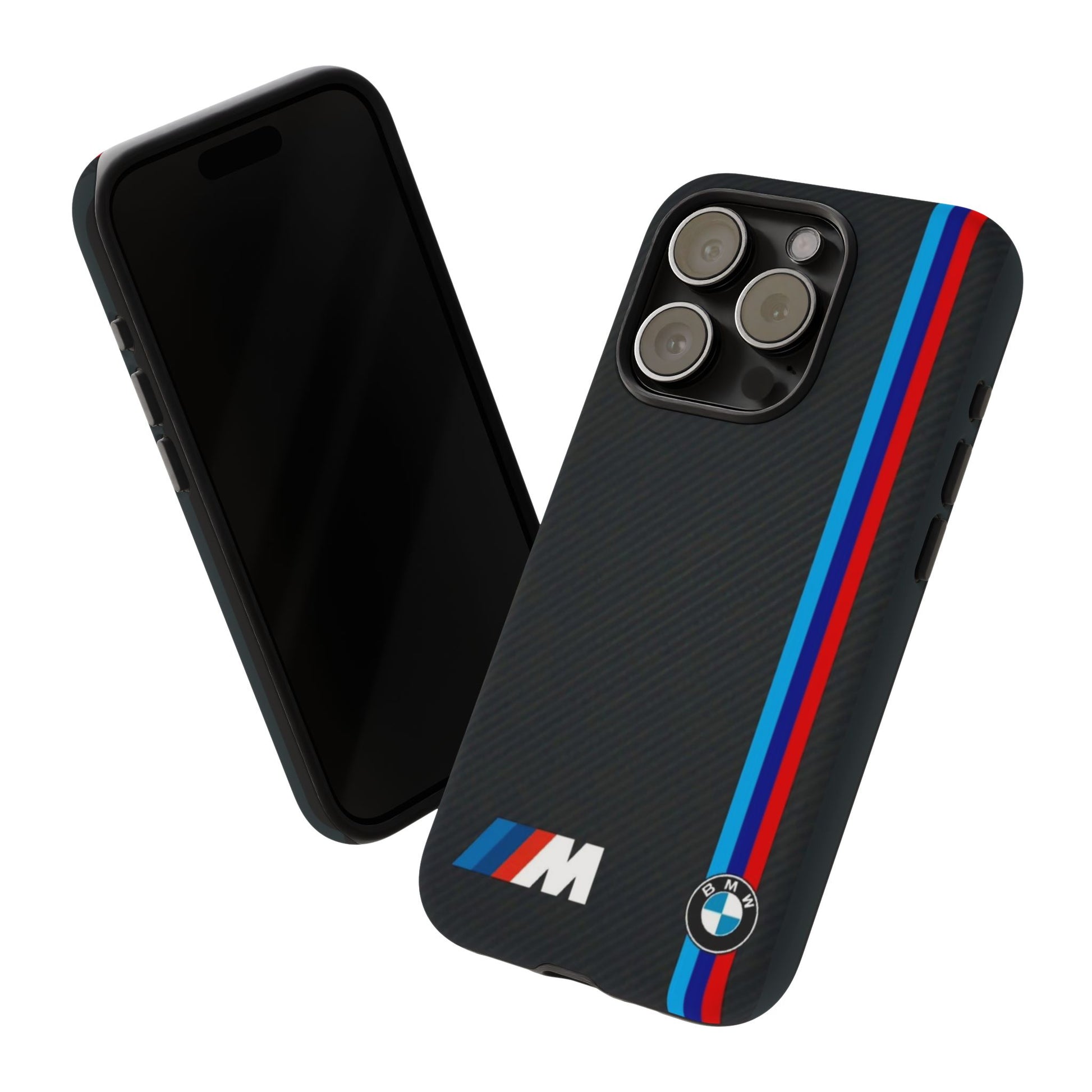BMW M Stripes Carbon Fiber Design Tough Cases for iPhones, Samsung, and Pixel