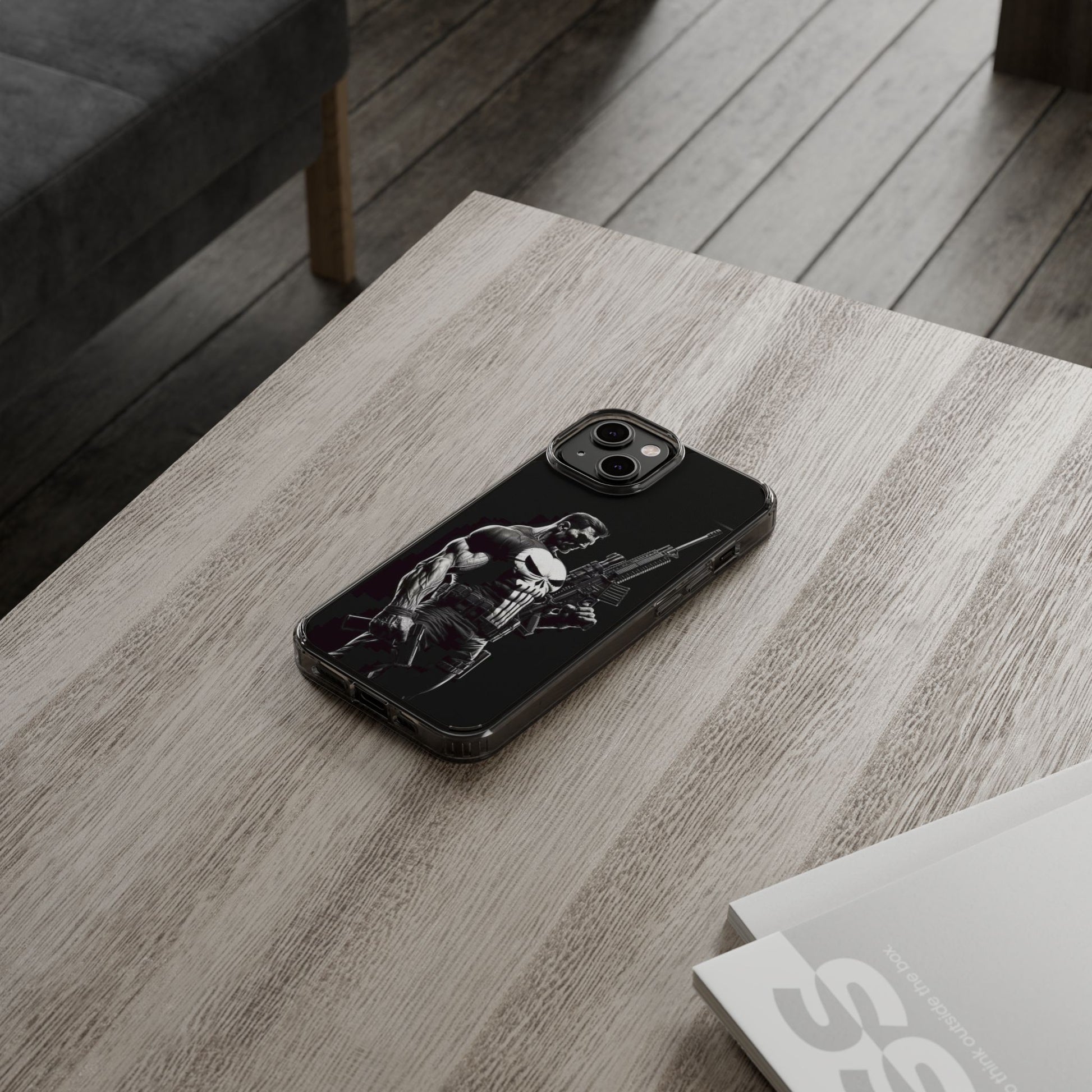 Phone Case, Comic book Inspired Design Punisher, Clear Phone Cover, Funny