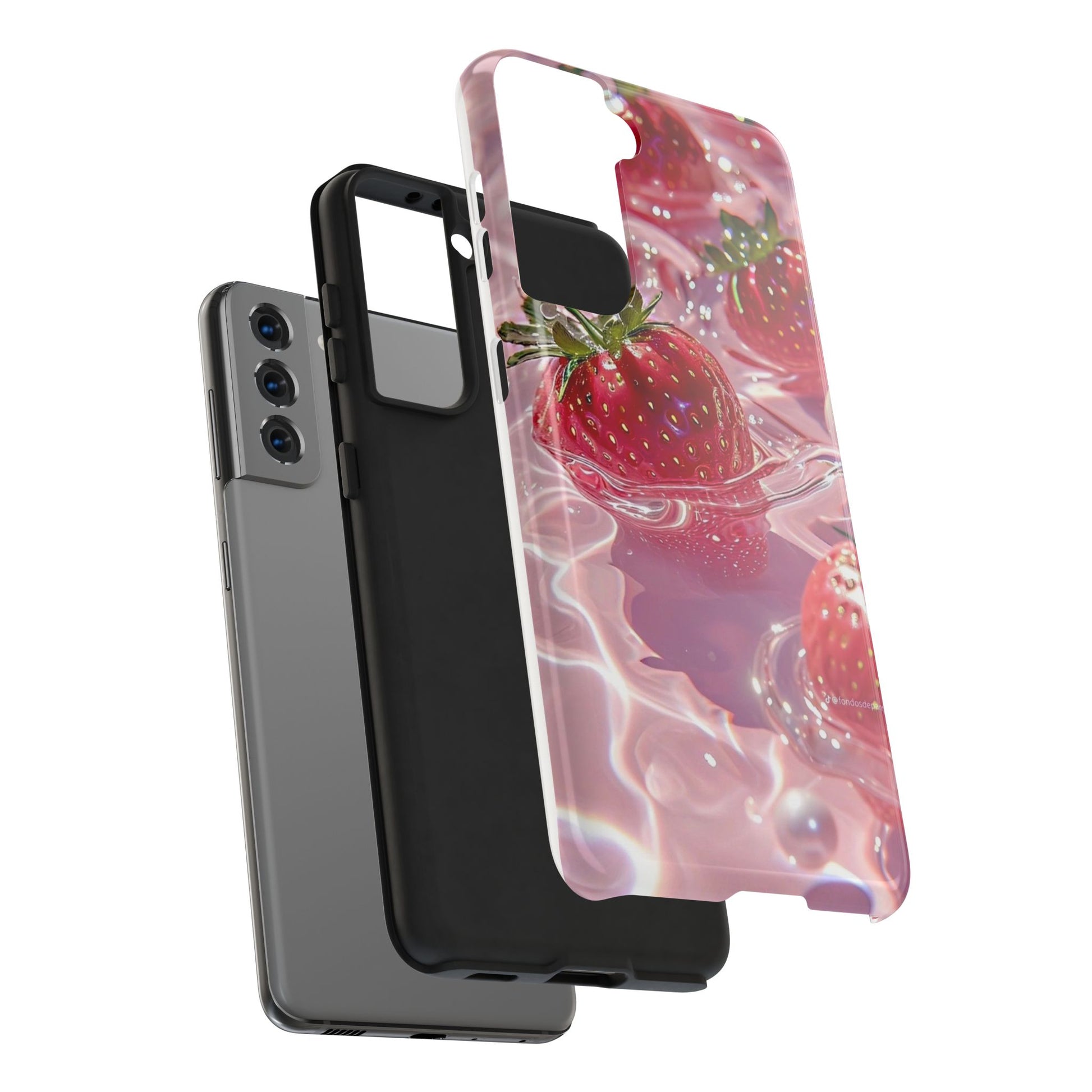 Floating Strawberries Themed Tough Phone Cases for Iphones & Samsung Phones