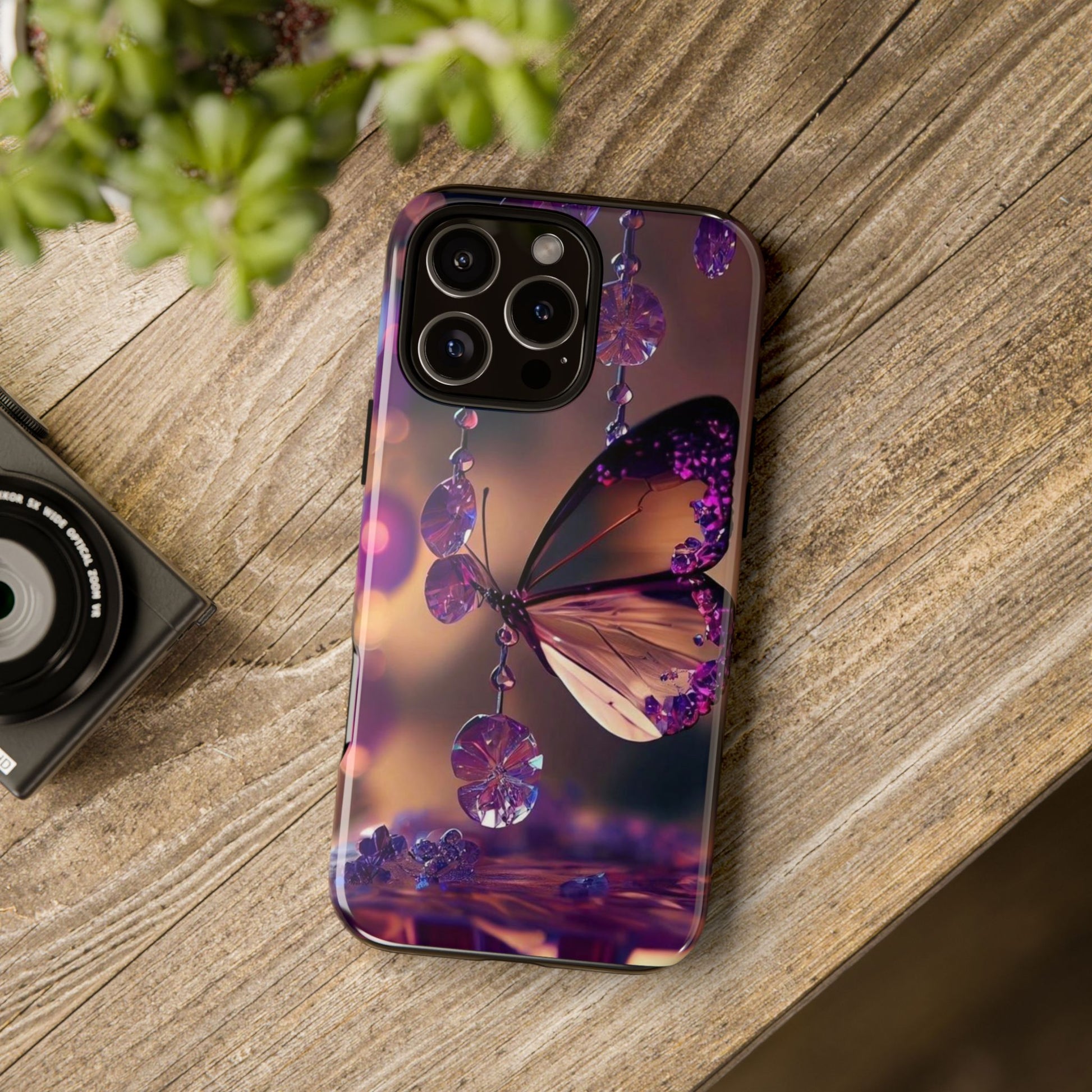 Purple Butterfly Tough Cases for iPhones, Samsung, and Pixel