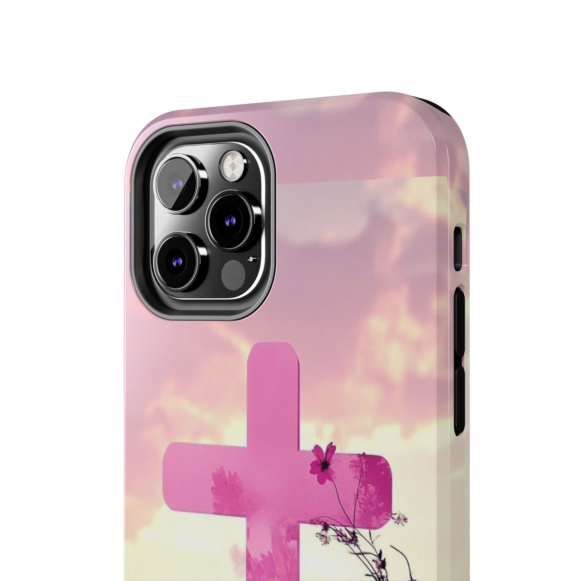 Pink Cross in Field Christian Theme Phone Cases for iPhones & Samsung Phones