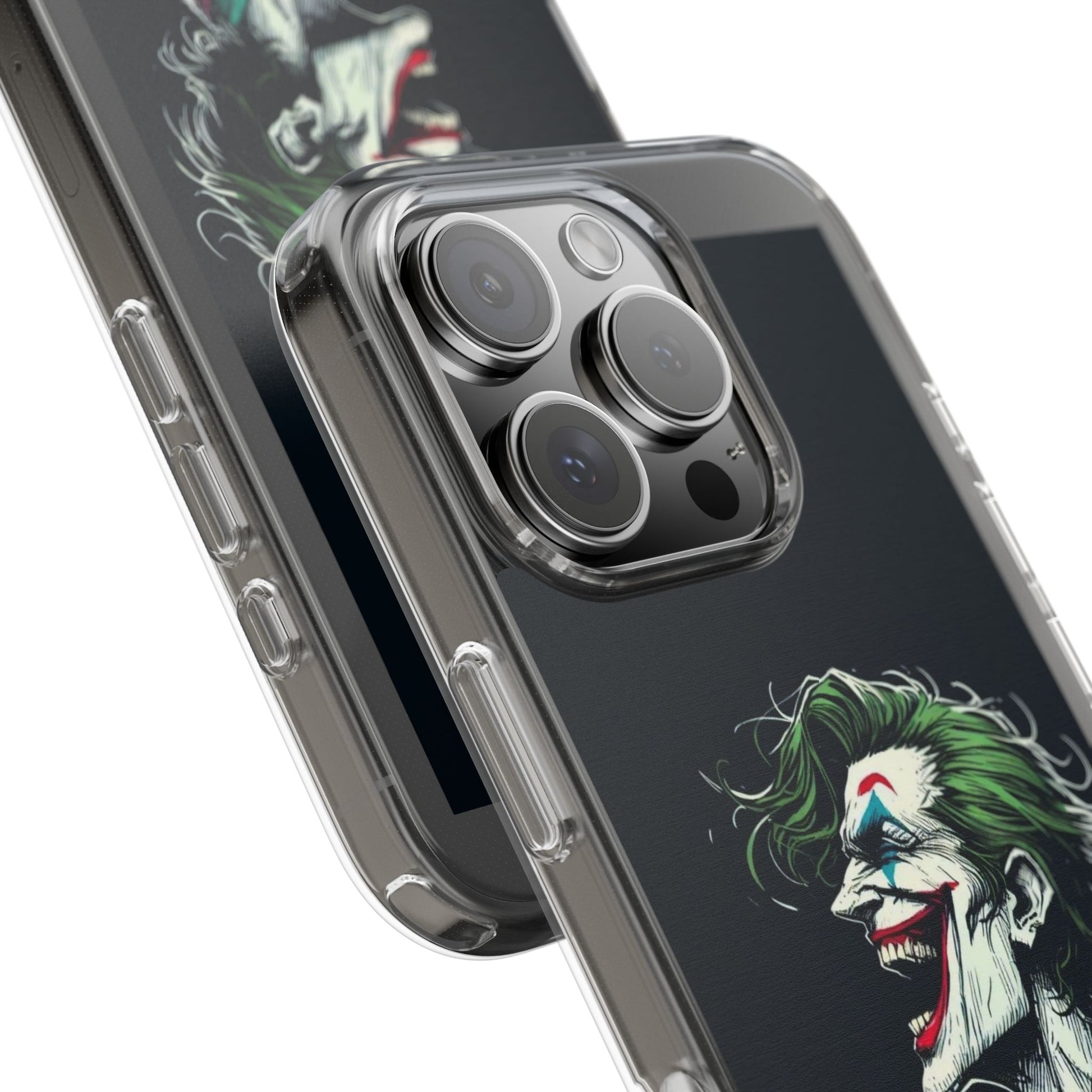 Phone Case, Comic book Inspired Design Joker Laughing, Clear Phone Cover