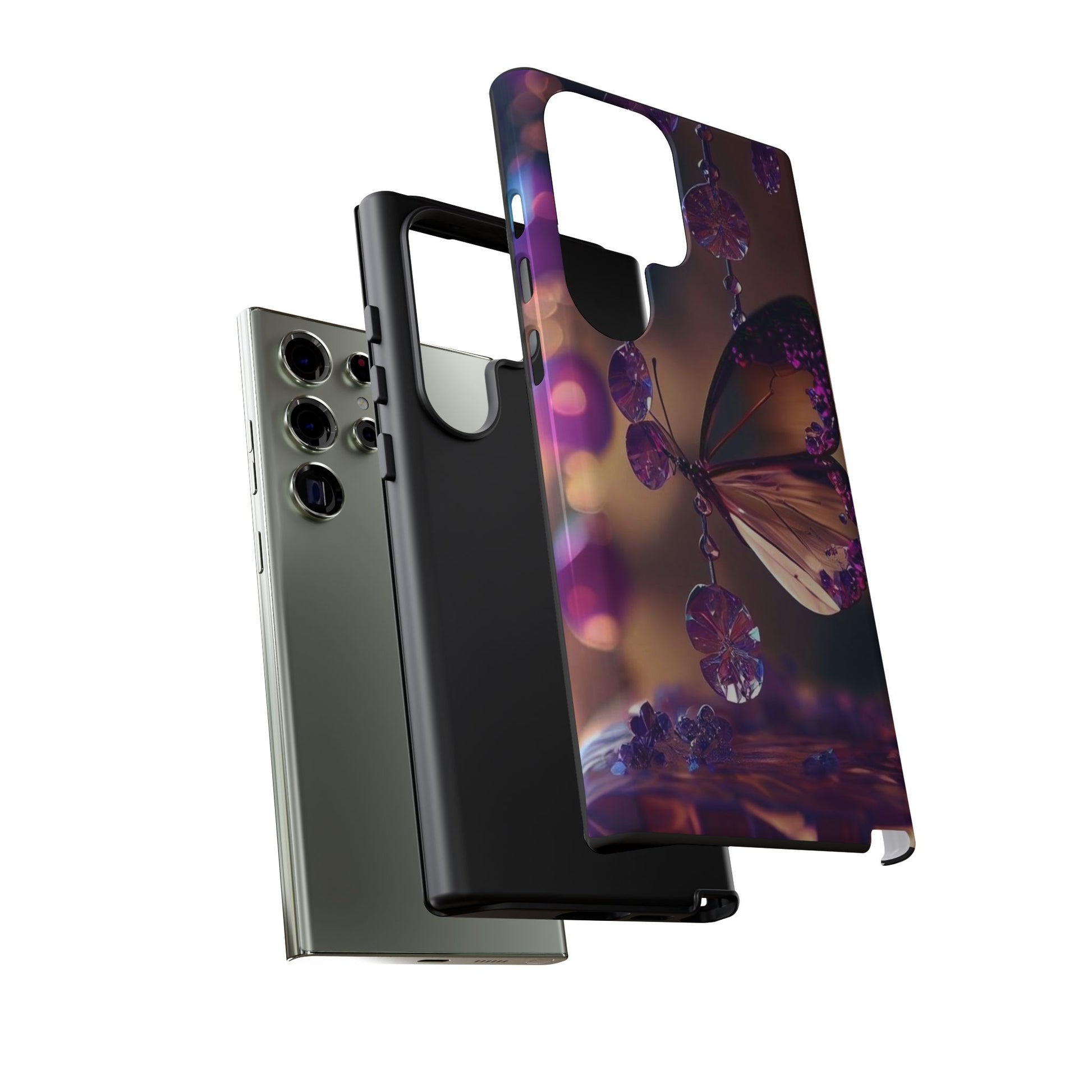Purple Butterfly Tough Cases for iPhones, Samsung, and Pixel