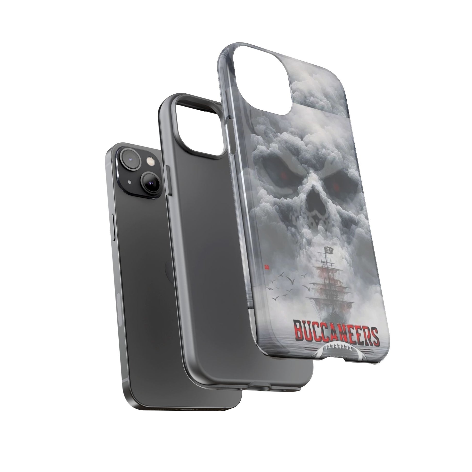 Skull Pirate Ship Football Buccaneers Tough Cases for iPhones, Samsung, and Pixel
