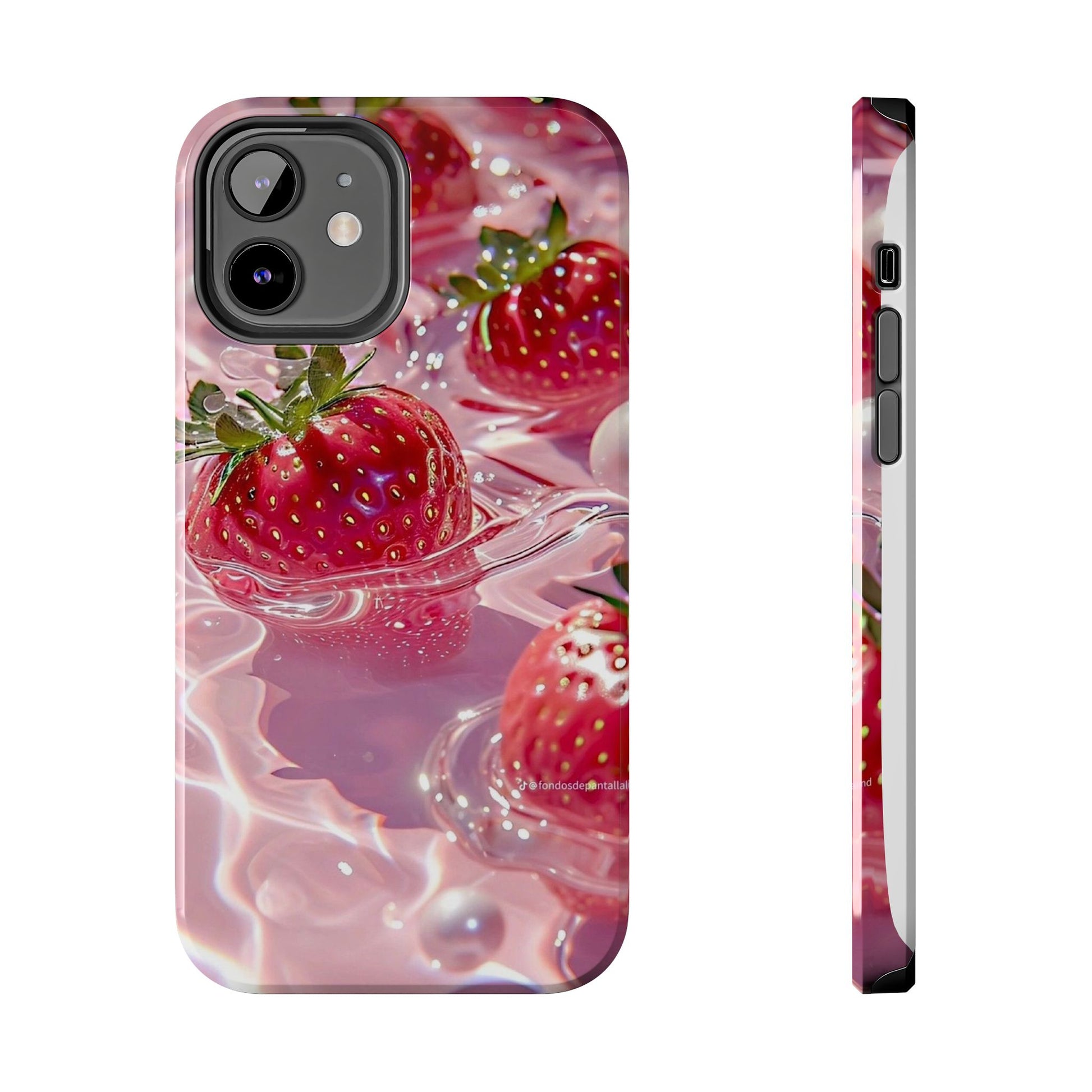 Floating Strawberries Themed Tough Phone Cases for Iphones & Samsung Phones