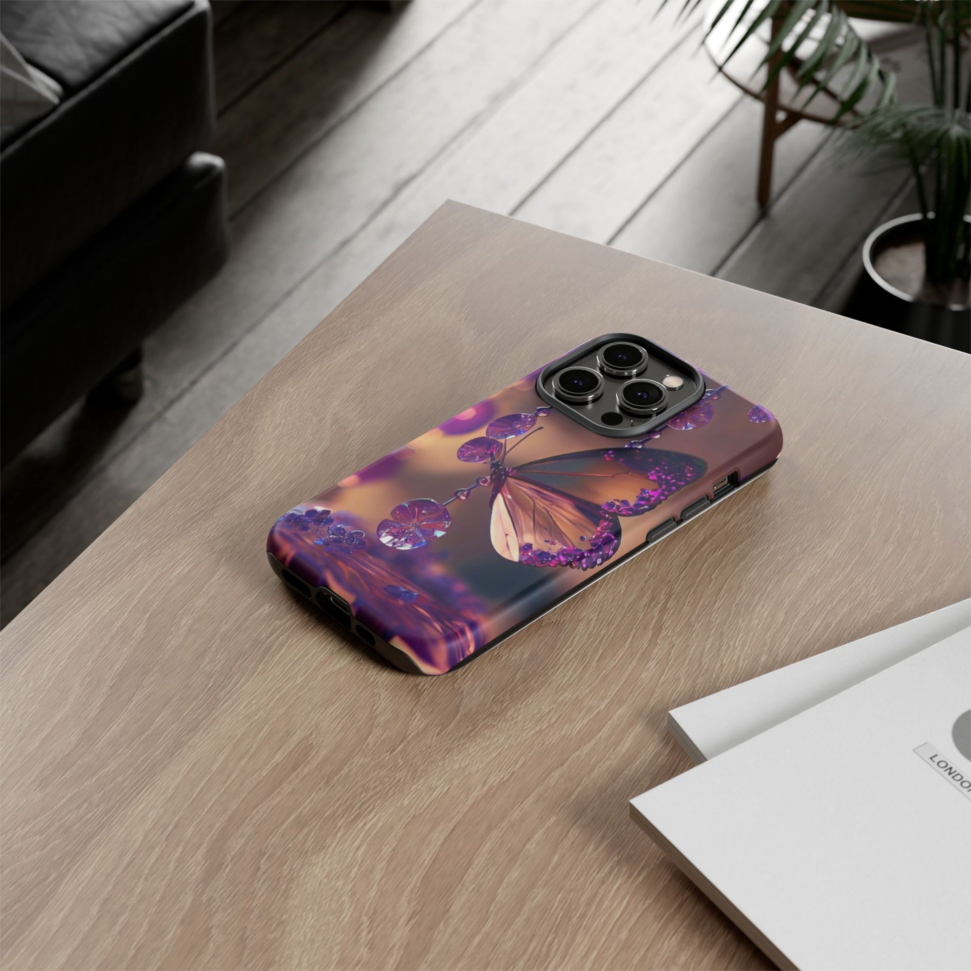 Purple Butterfly Tough Cases for iPhones, Samsung, and Pixel