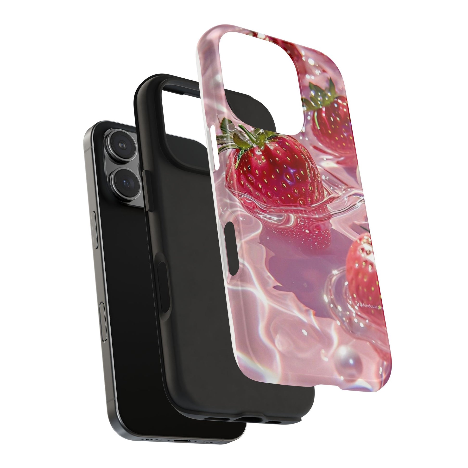 Floating Strawberries Themed Tough Phone Cases for Iphones & Samsung Phones