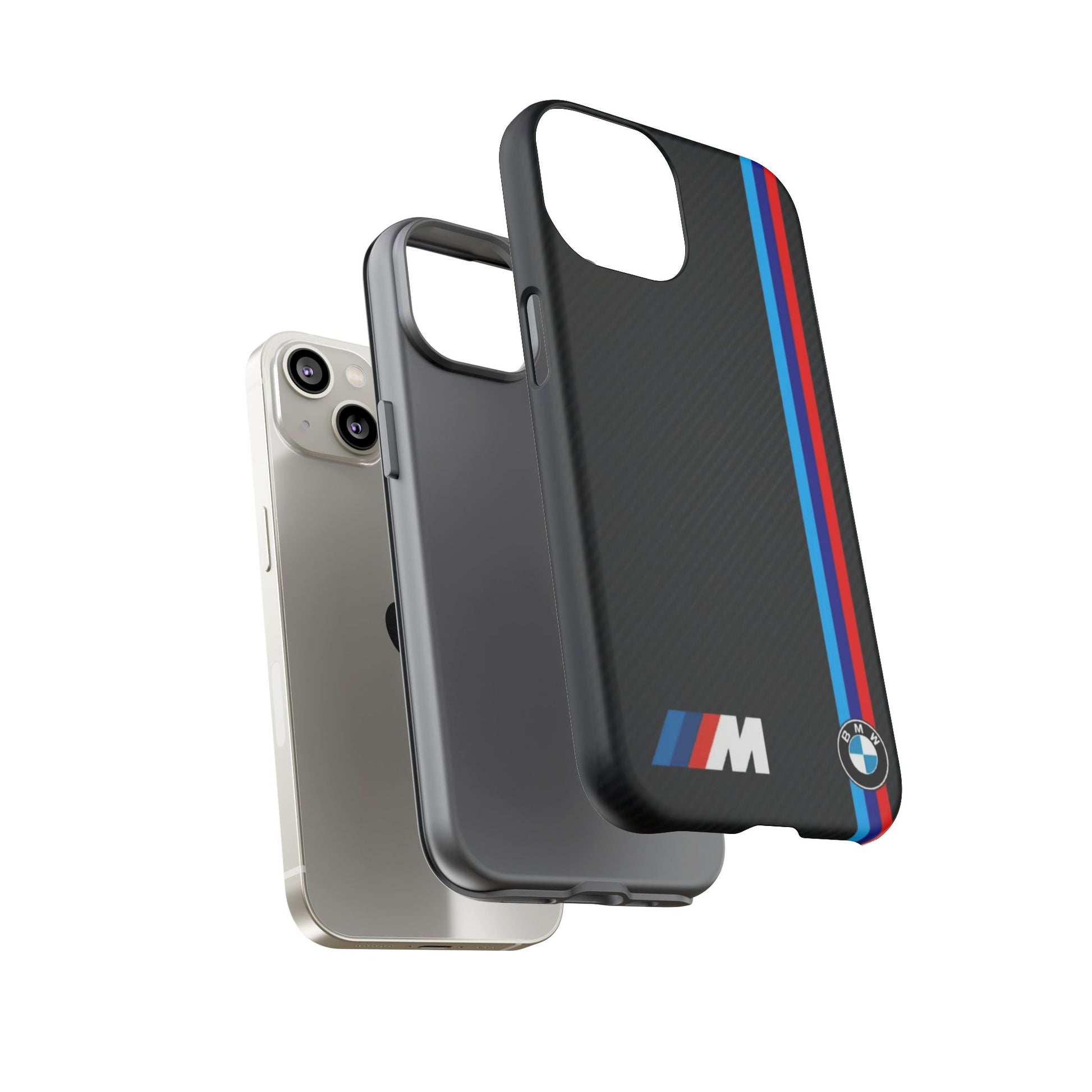 BMW M Stripes Carbon Fiber Design Tough Cases for iPhones, Samsung, and Pixel