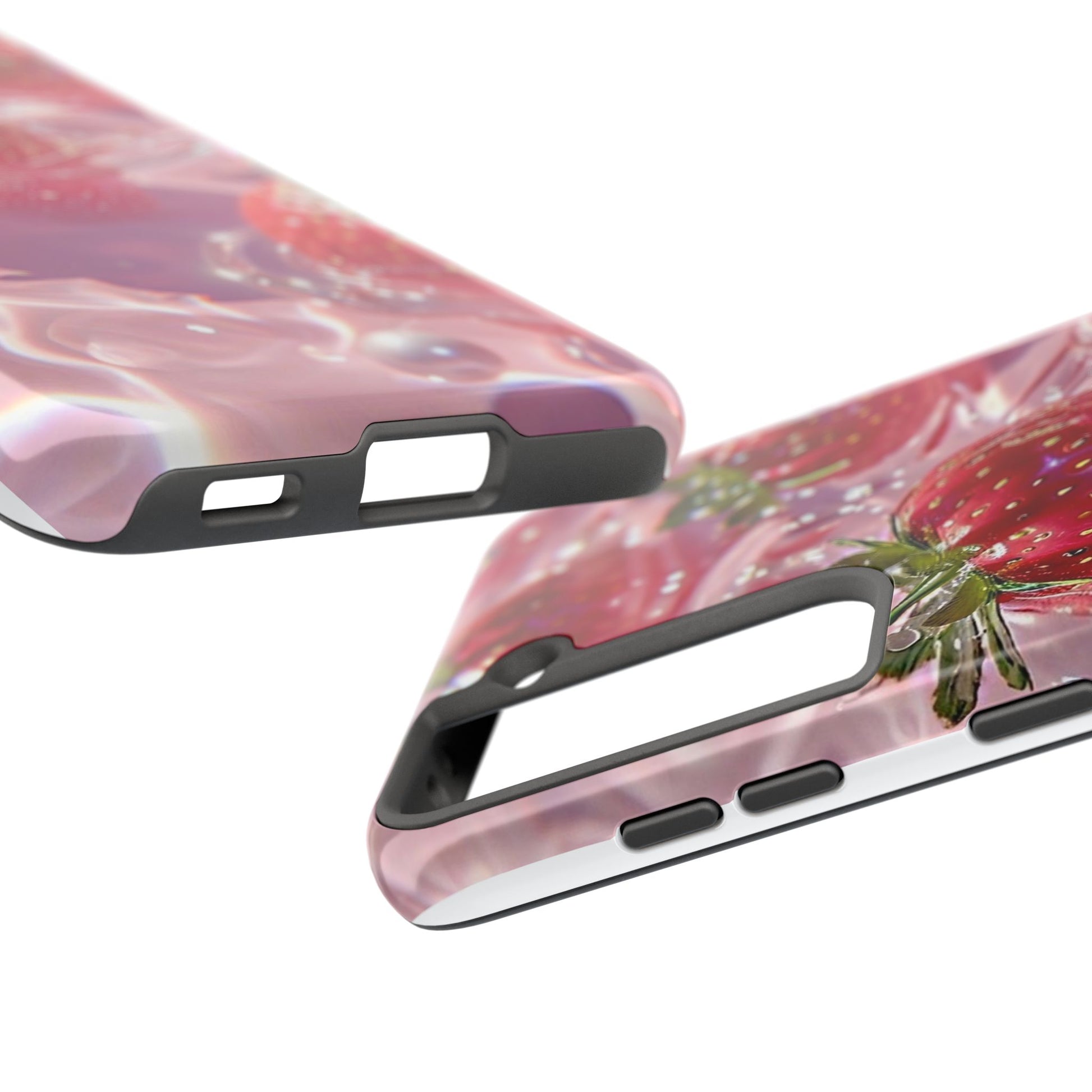 Floating Strawberries Themed Tough Phone Cases for Iphones & Samsung Phones