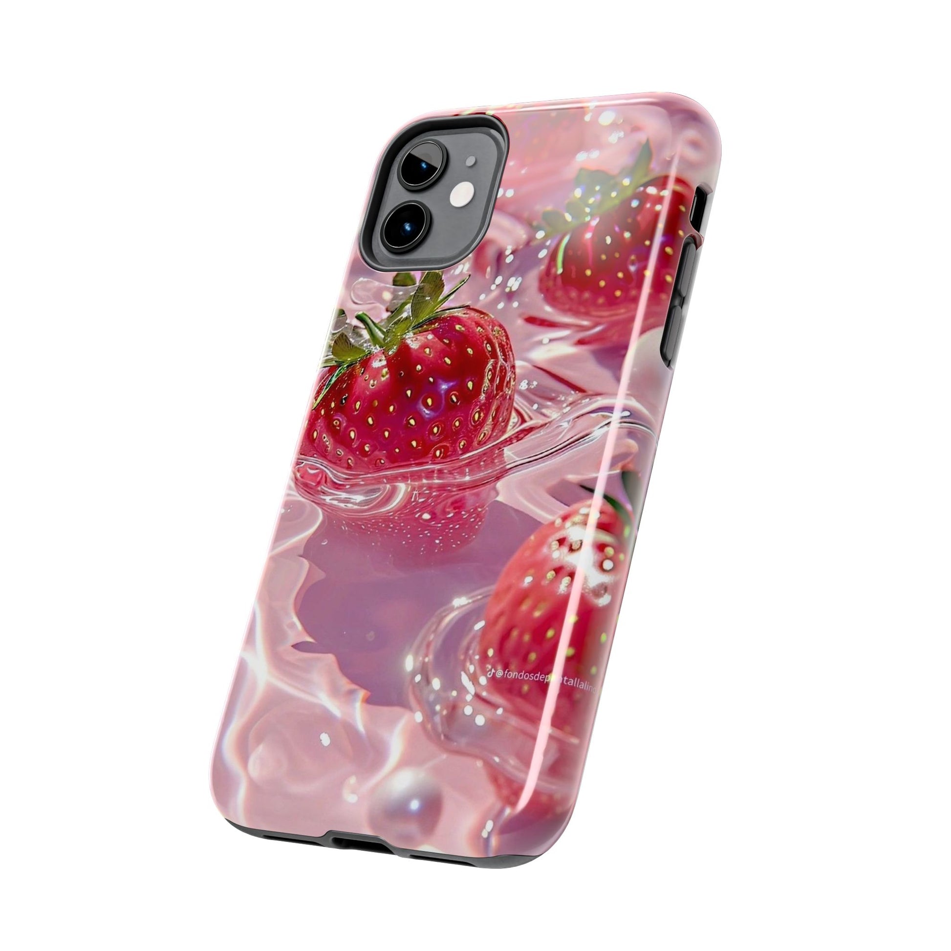 Floating Strawberries Themed Tough Phone Cases for Iphones & Samsung Phones