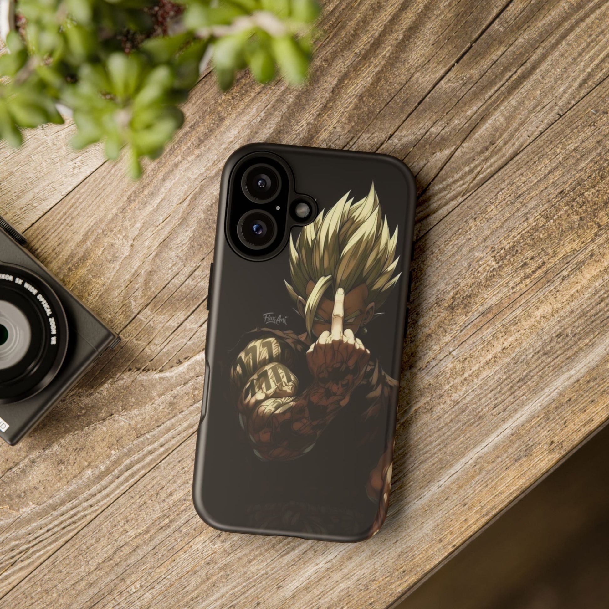 Middle Finger SS Goku Dragon Ball Z Tough Cases for iPhones, Samsung, and Pixel