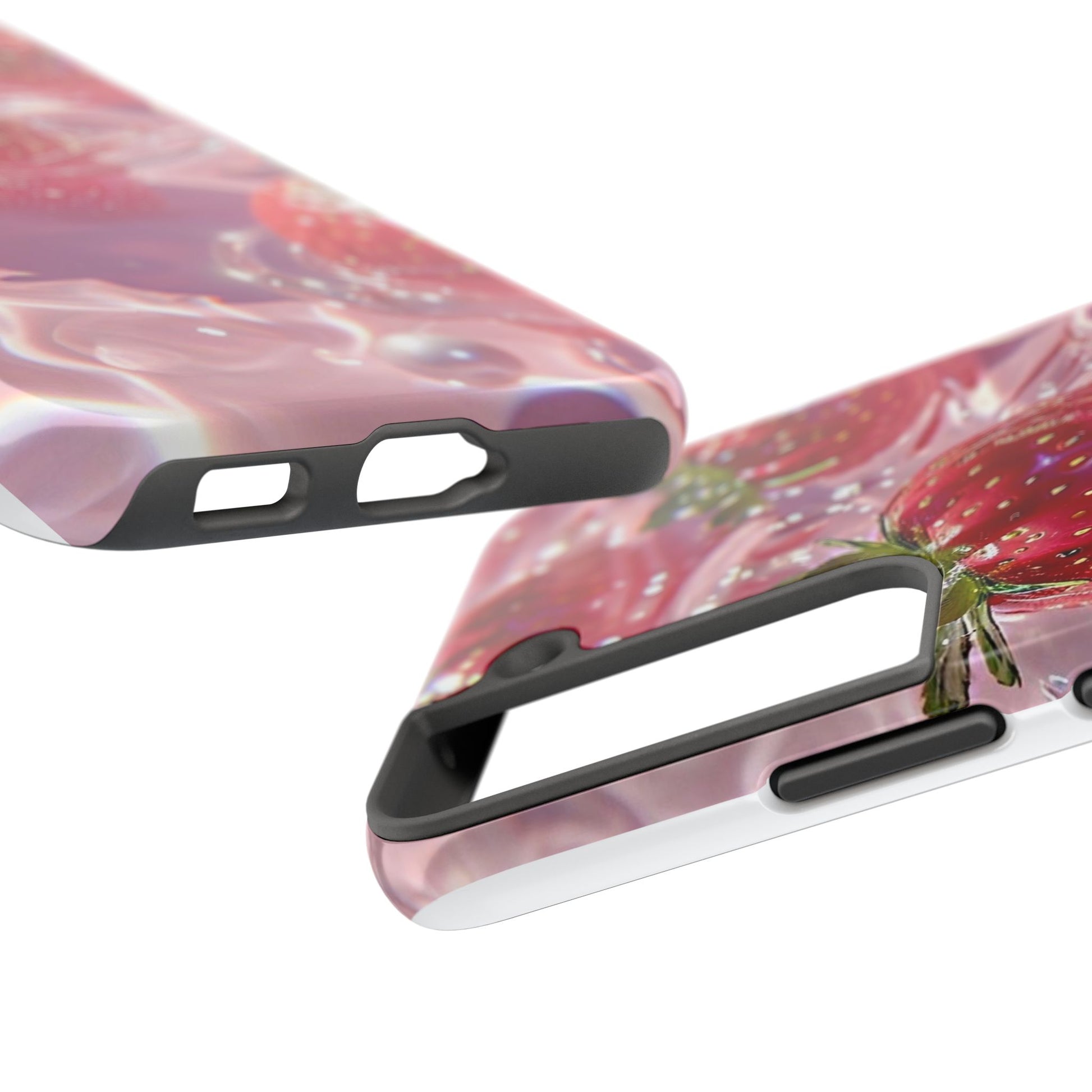 Floating Strawberries Themed Tough Phone Cases for Iphones & Samsung Phones