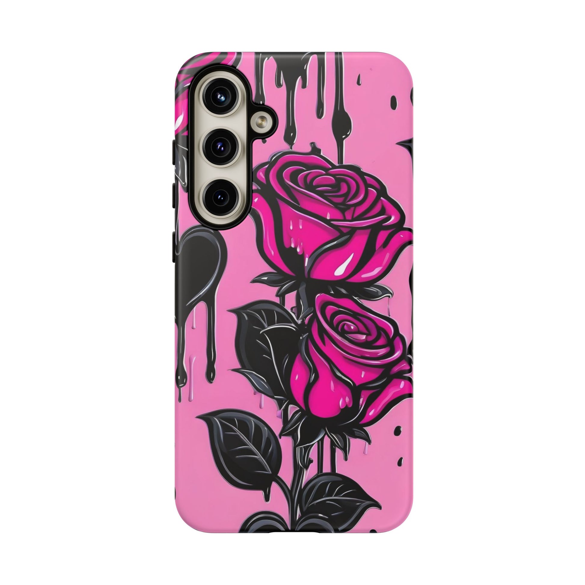 Pink Rose Tough Girly Cases for iPhones, Samsung, and Pixel