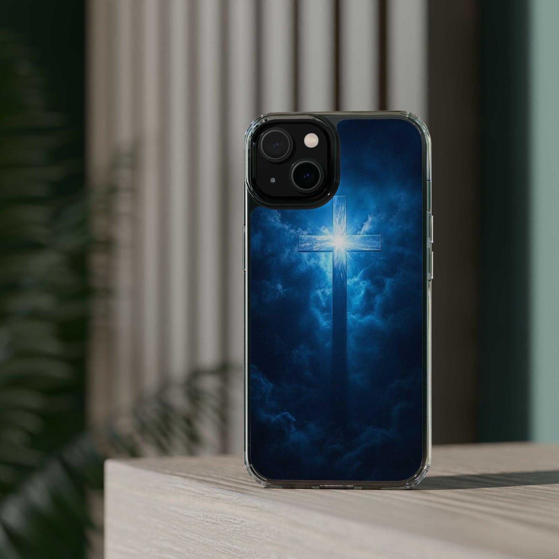 Religious Phone Case, Christian Cross in Clouds Art, Phone Accessories, Samsung