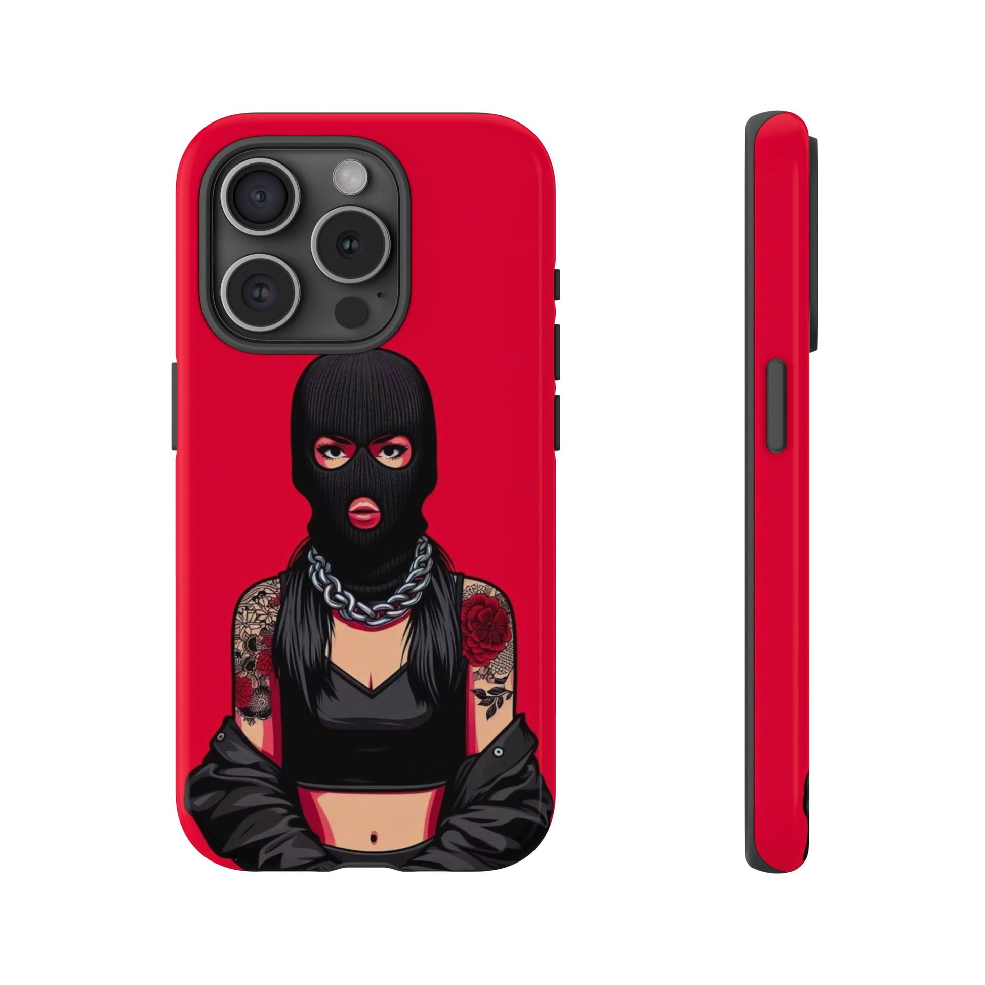 Thug Girl Red Design Tough Cases for iPhones, Samsung, and Pixel