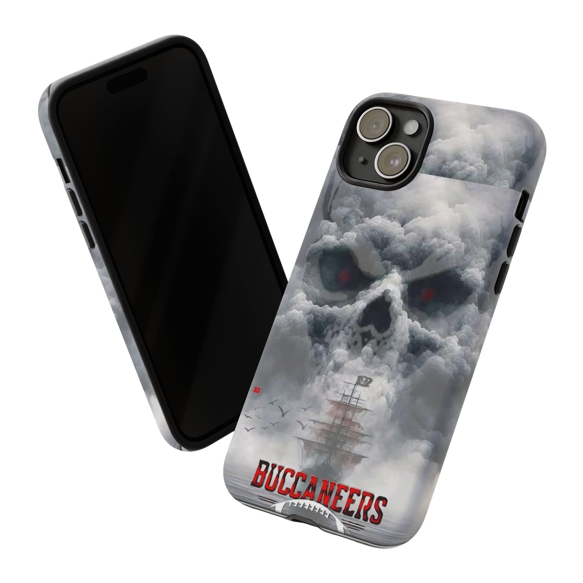 Skull Pirate Ship Football Buccaneers Tough Cases for iPhones, Samsung, and Pixel