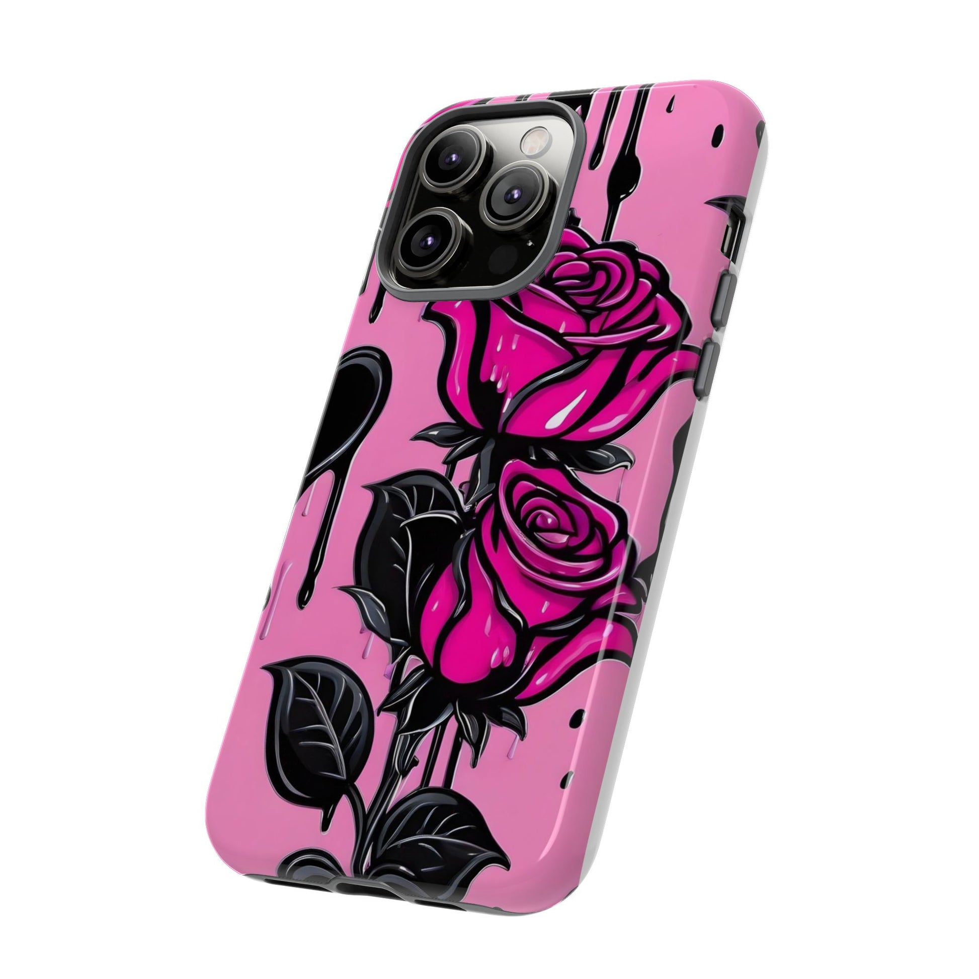 Pink Rose Tough Girly Cases for iPhones, Samsung, and Pixel