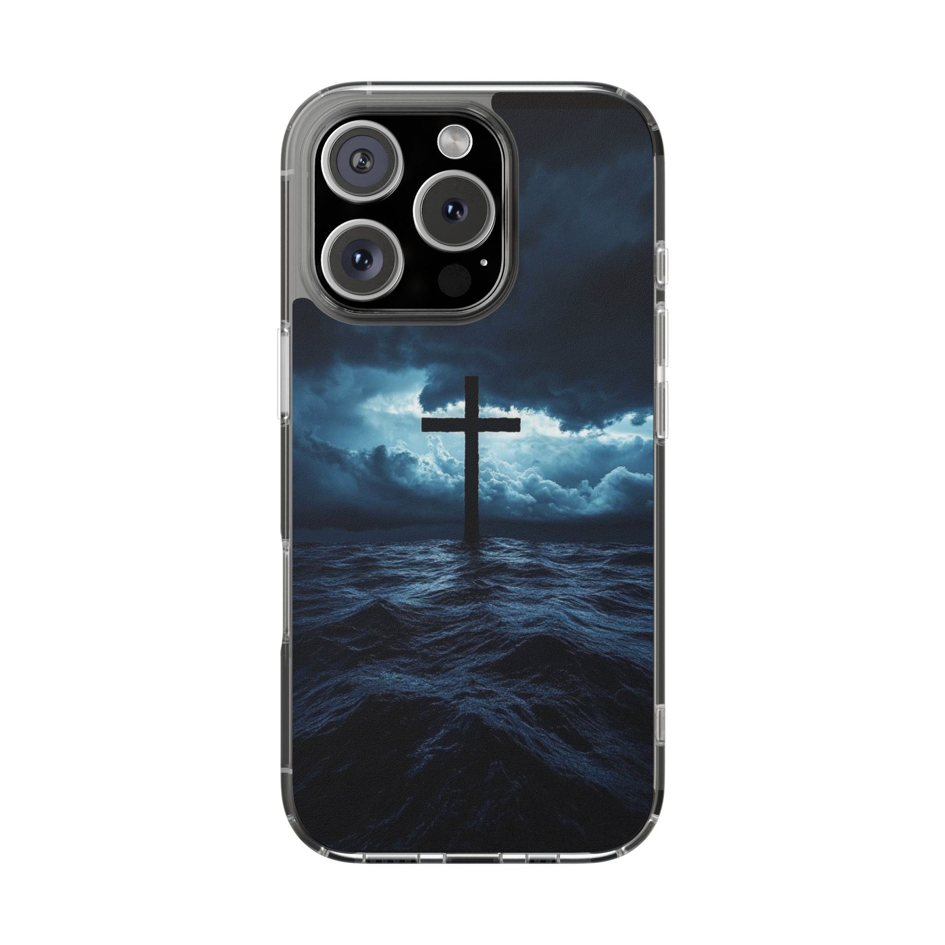 Christian Cross Storm Clear Case - Religious iPhone Samsung Cover, Faith Phone