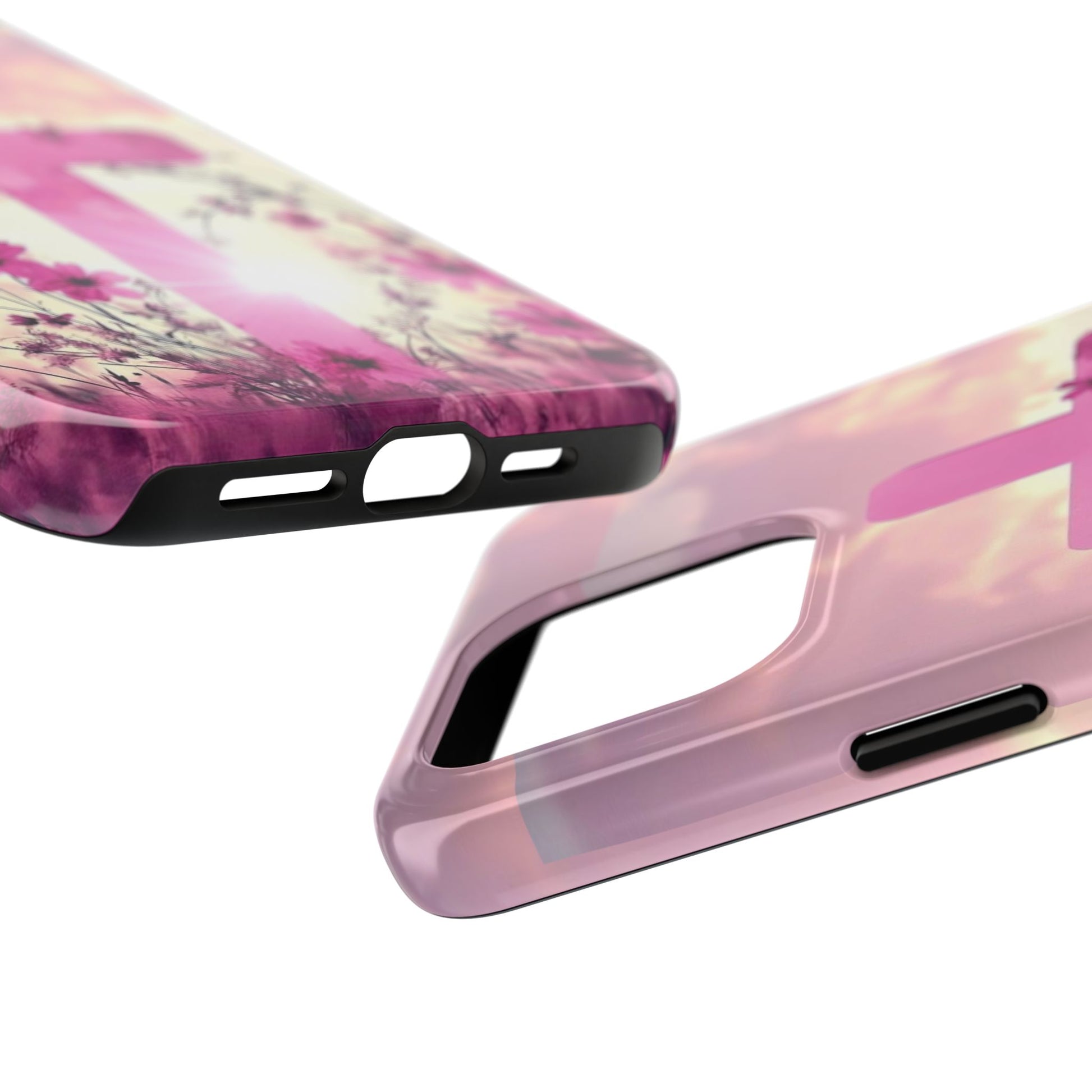 Pink Cross in Field Christian Theme Phone Cases for iPhones & Samsung Phones