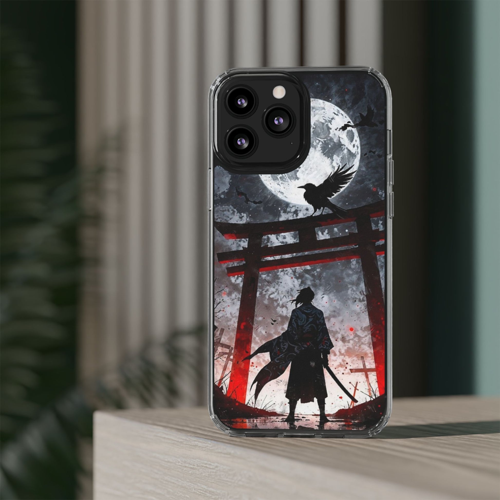 The Lone Samurai and Crow Design case for Iphone and Samsung phones