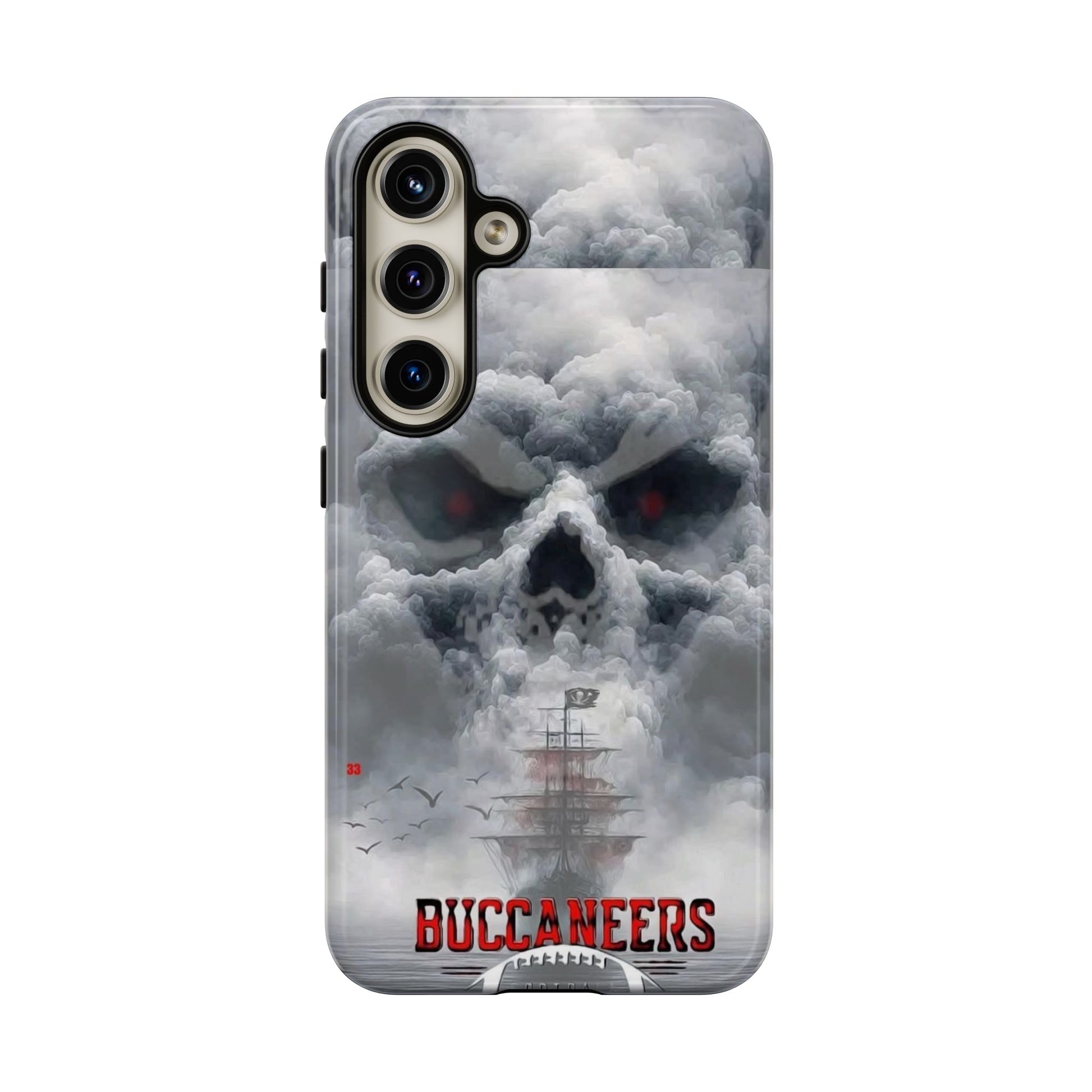 Skull Pirate Ship Football Buccaneers Tough Cases for iPhones, Samsung, and Pixel